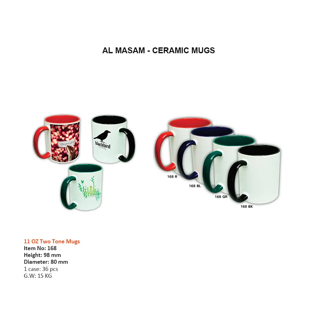 11 OZ Two Tone Mugs Item No: 168