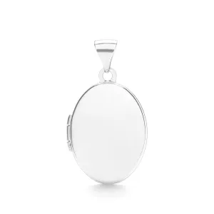 9ct White Gold Women's Oval Locket Pendant, Sleek Design, 24mm, Chain Length Options 16" - 20", Gift box included