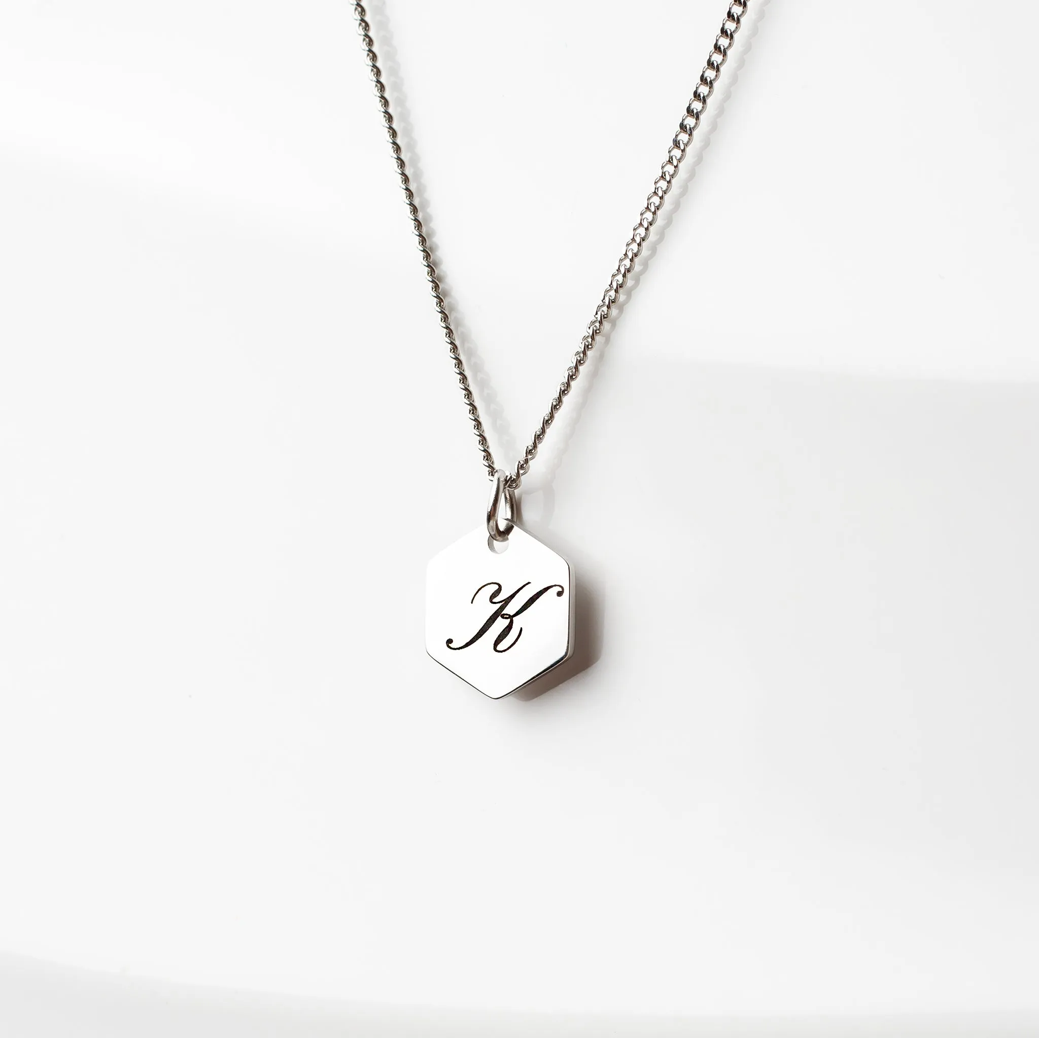 Amore Engraved Initial Letter Necklace - Silver