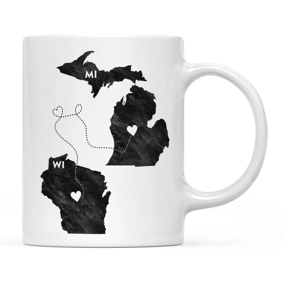 Andaz Press 11oz Black And White Modern Michigan Long Distance Coffee Mug