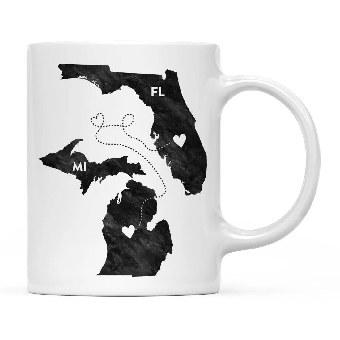 Andaz Press 11oz Black And White Modern Michigan Long Distance Coffee Mug