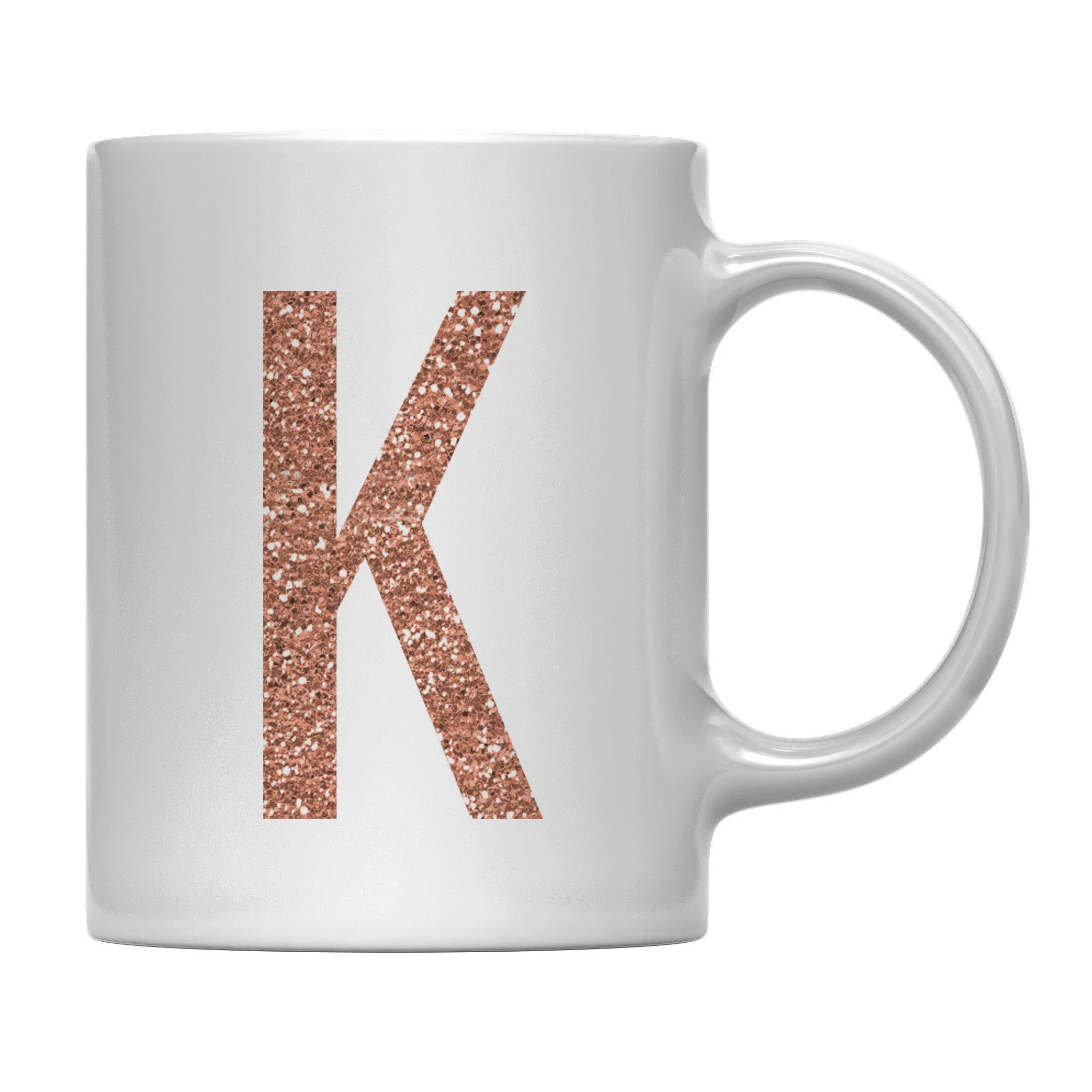 Andaz Press 11oz Rose Gold Faux Glitter Monogram Coffee Mug