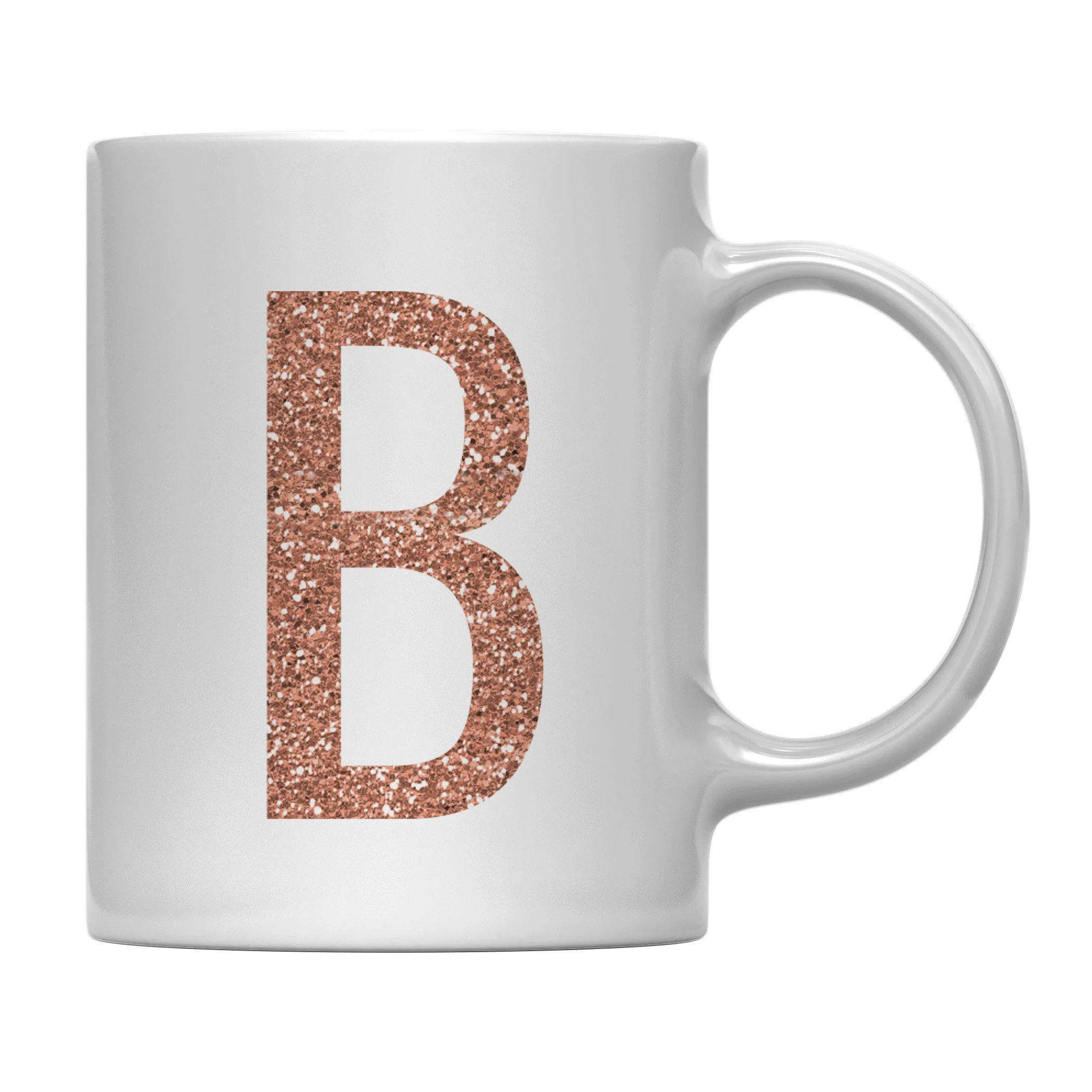 Andaz Press 11oz Rose Gold Faux Glitter Monogram Coffee Mug