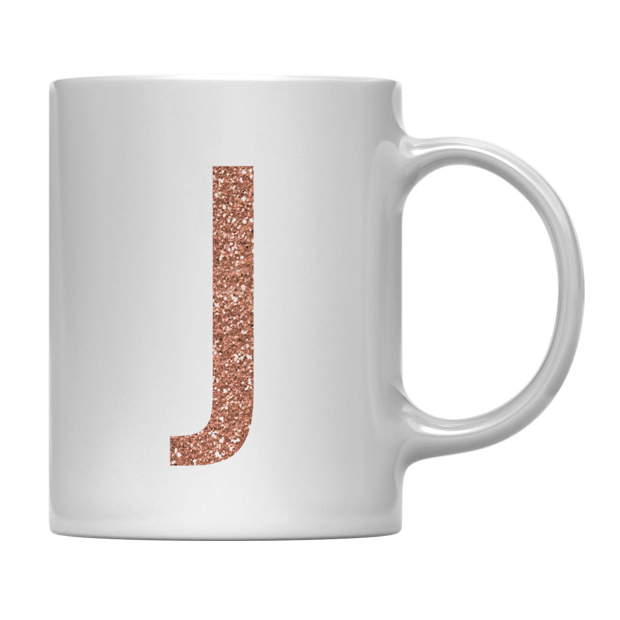 Andaz Press 11oz Rose Gold Faux Glitter Monogram Coffee Mug