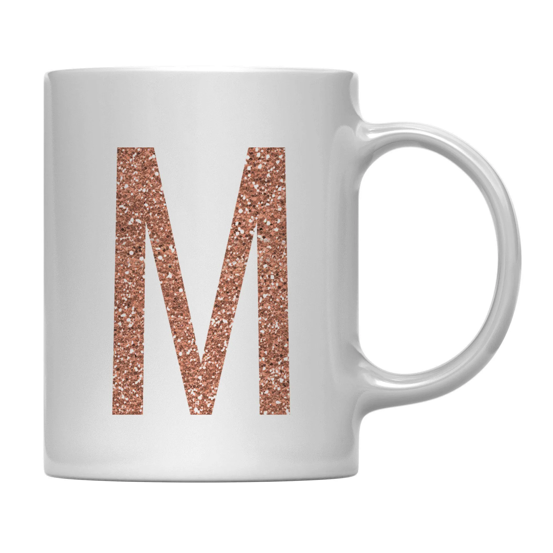 Andaz Press 11oz Rose Gold Faux Glitter Monogram Coffee Mug