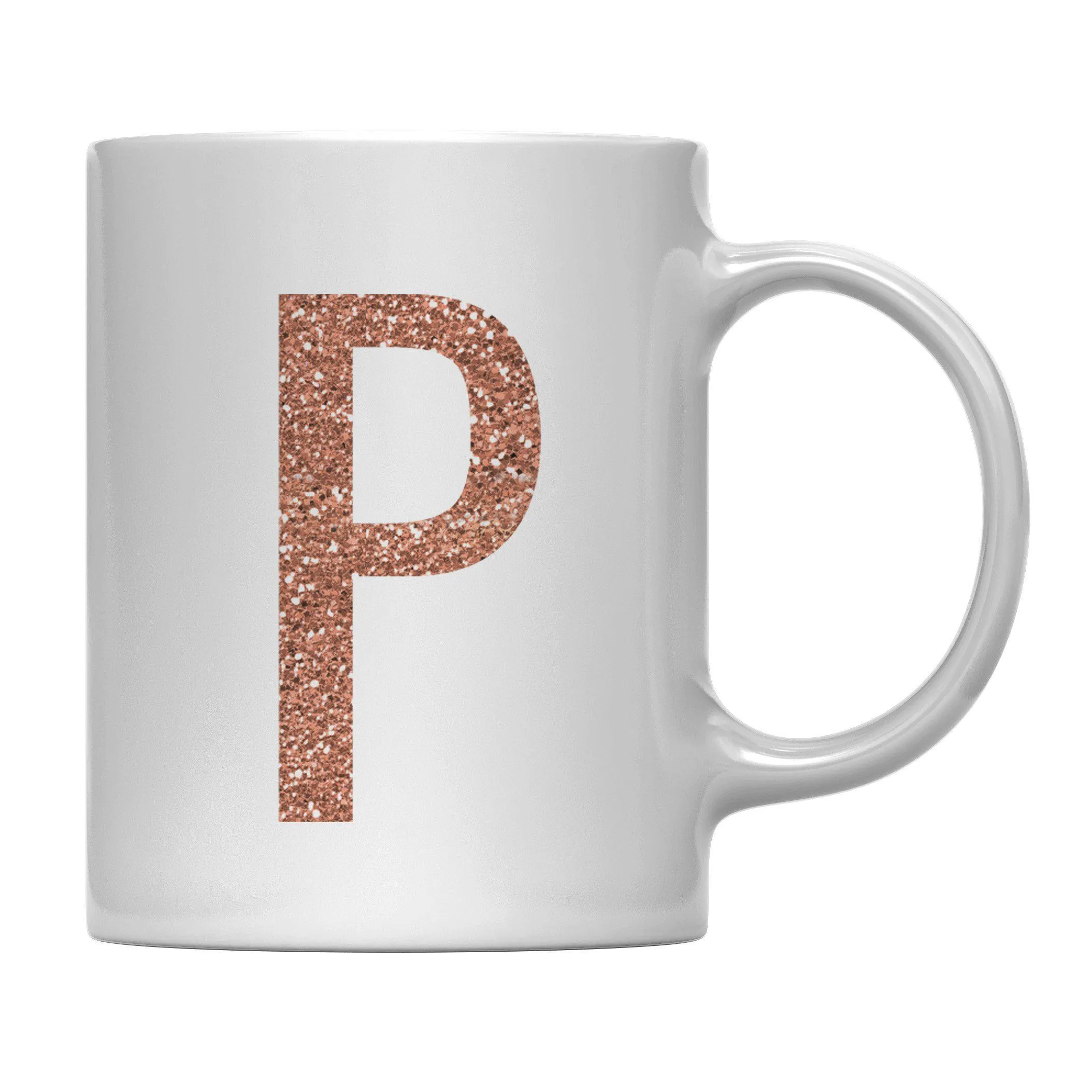 Andaz Press 11oz Rose Gold Faux Glitter Monogram Coffee Mug