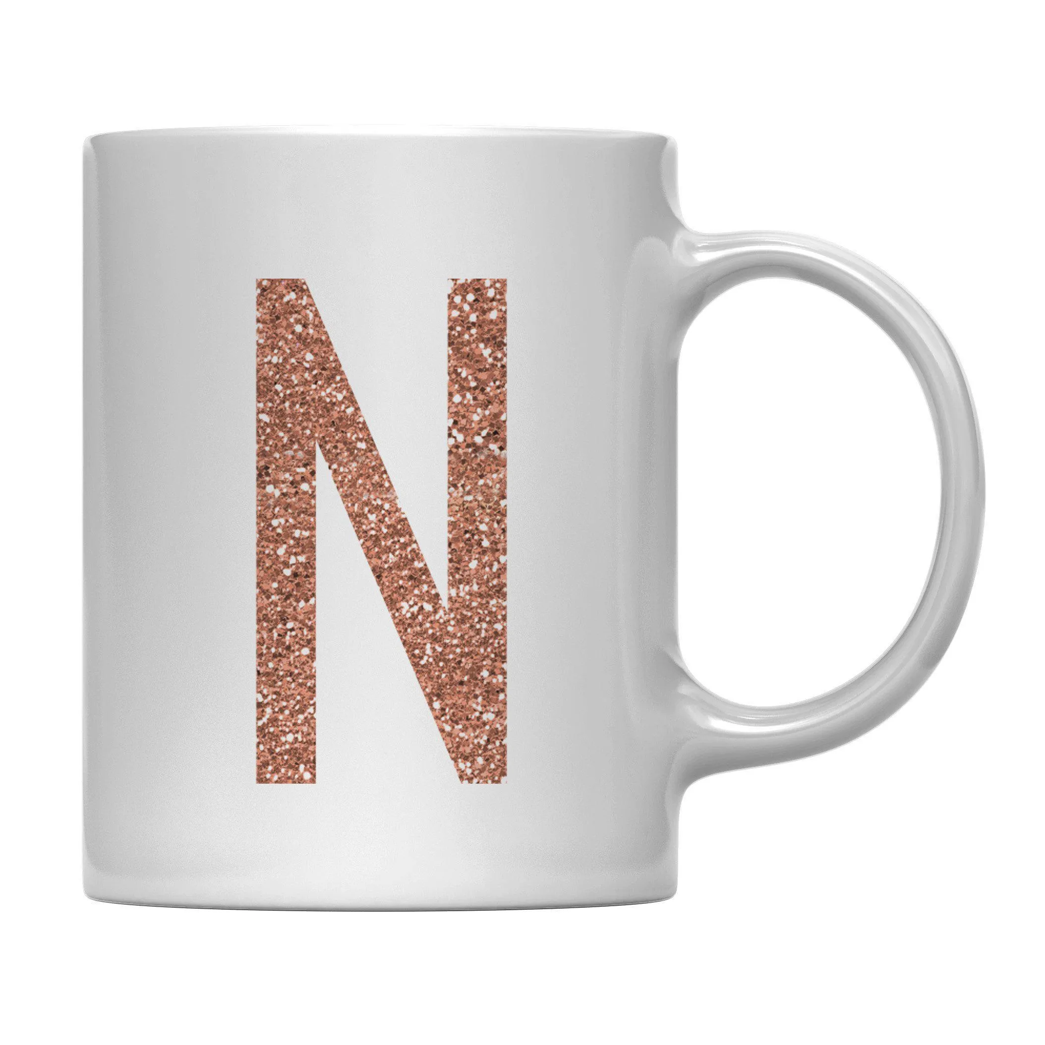 Andaz Press 11oz Rose Gold Faux Glitter Monogram Coffee Mug