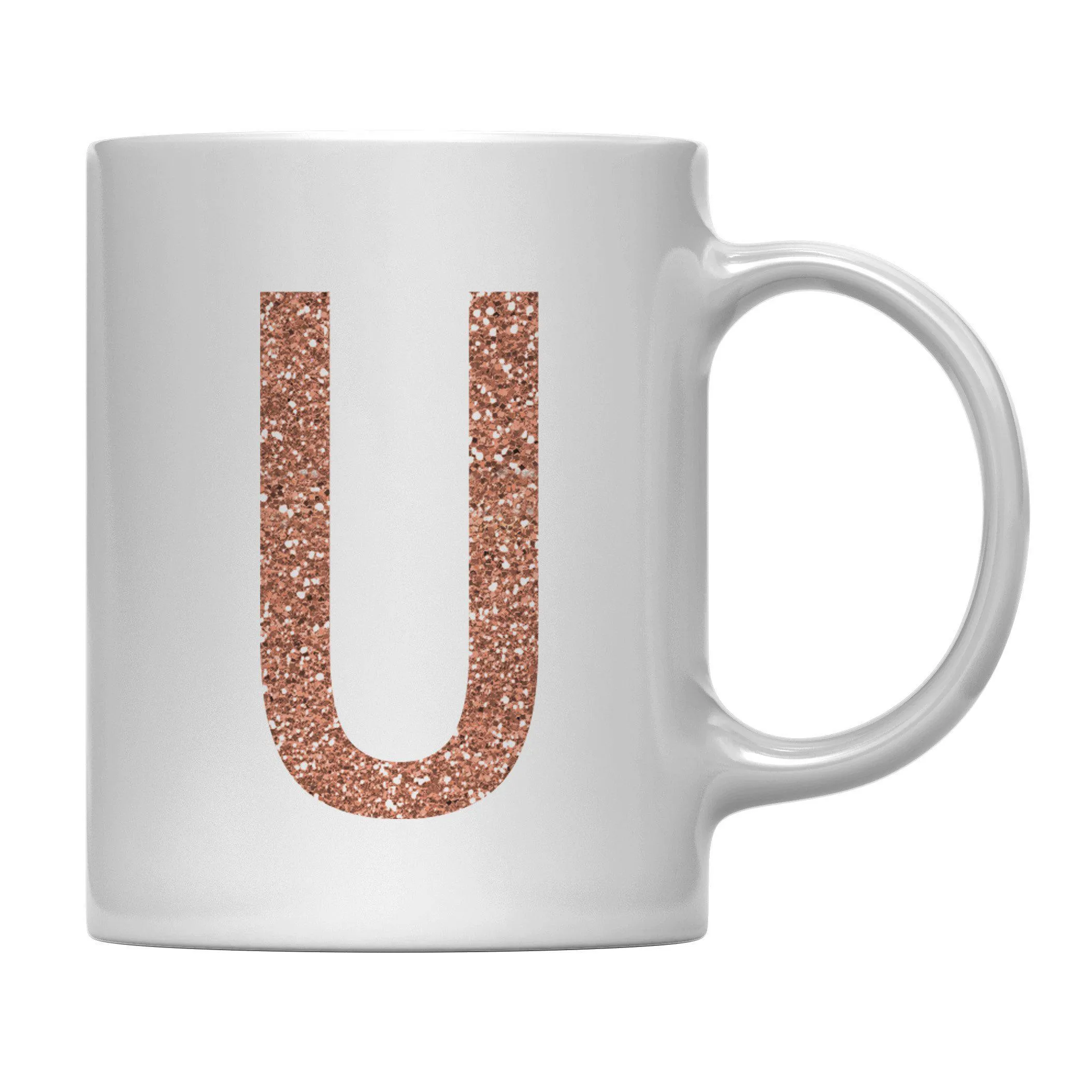 Andaz Press 11oz Rose Gold Faux Glitter Monogram Coffee Mug