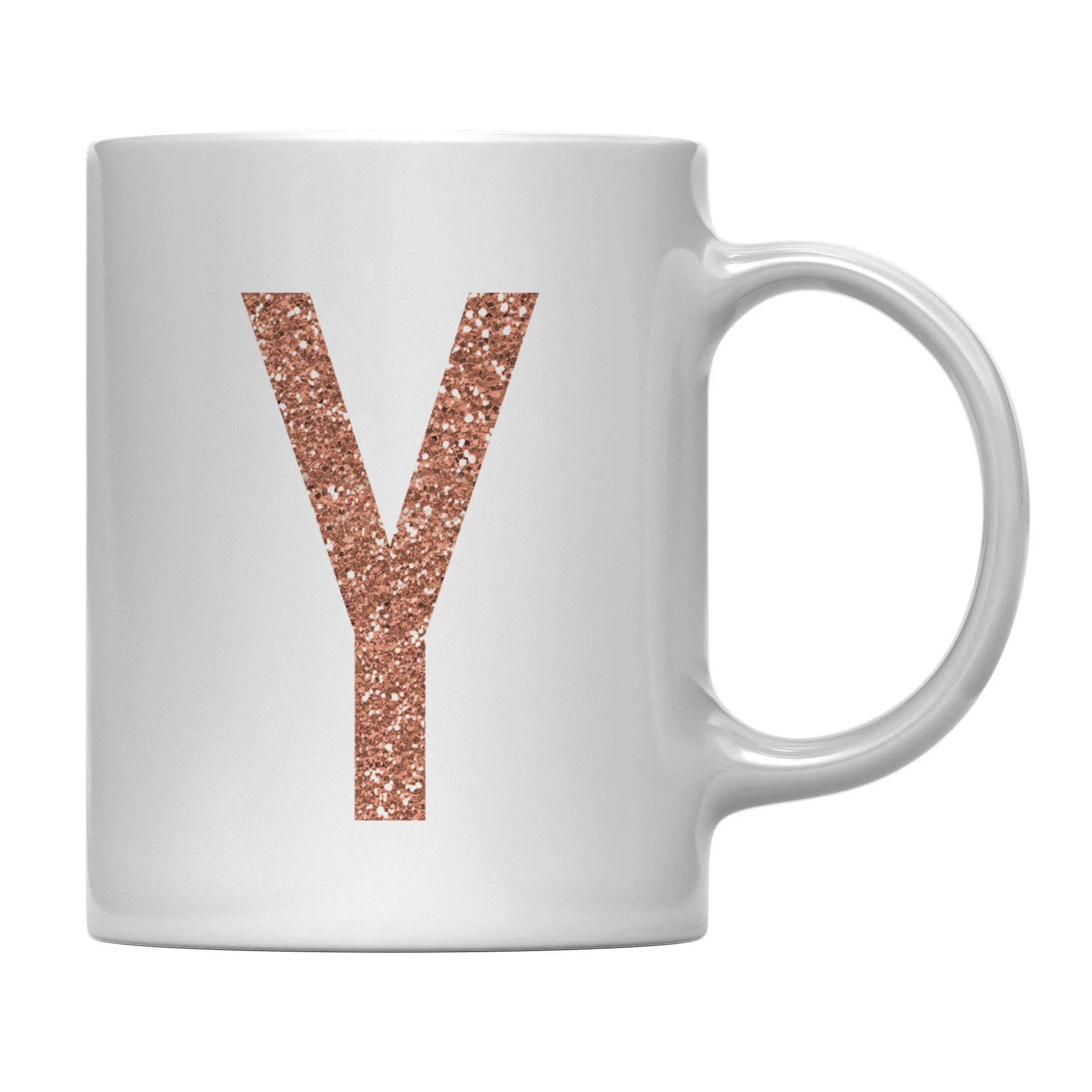 Andaz Press 11oz Rose Gold Faux Glitter Monogram Coffee Mug