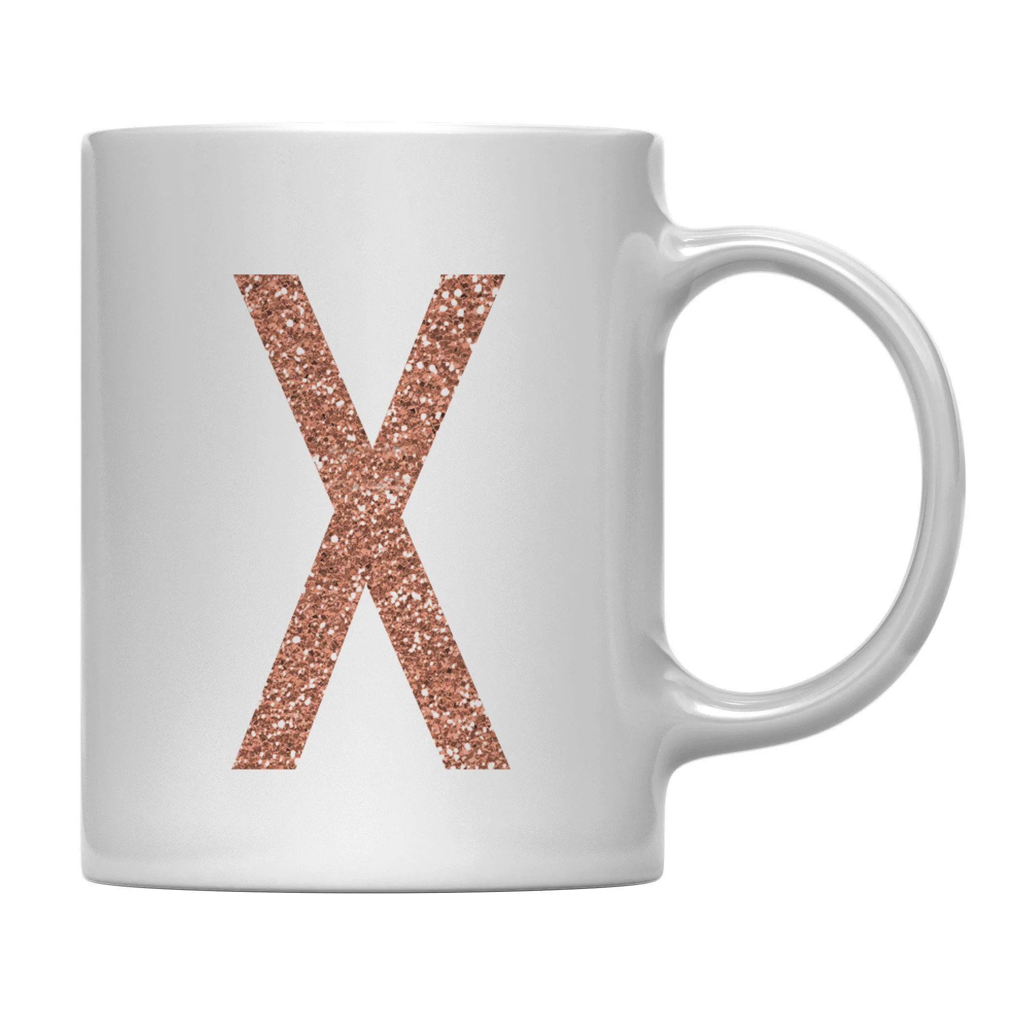 Andaz Press 11oz Rose Gold Faux Glitter Monogram Coffee Mug