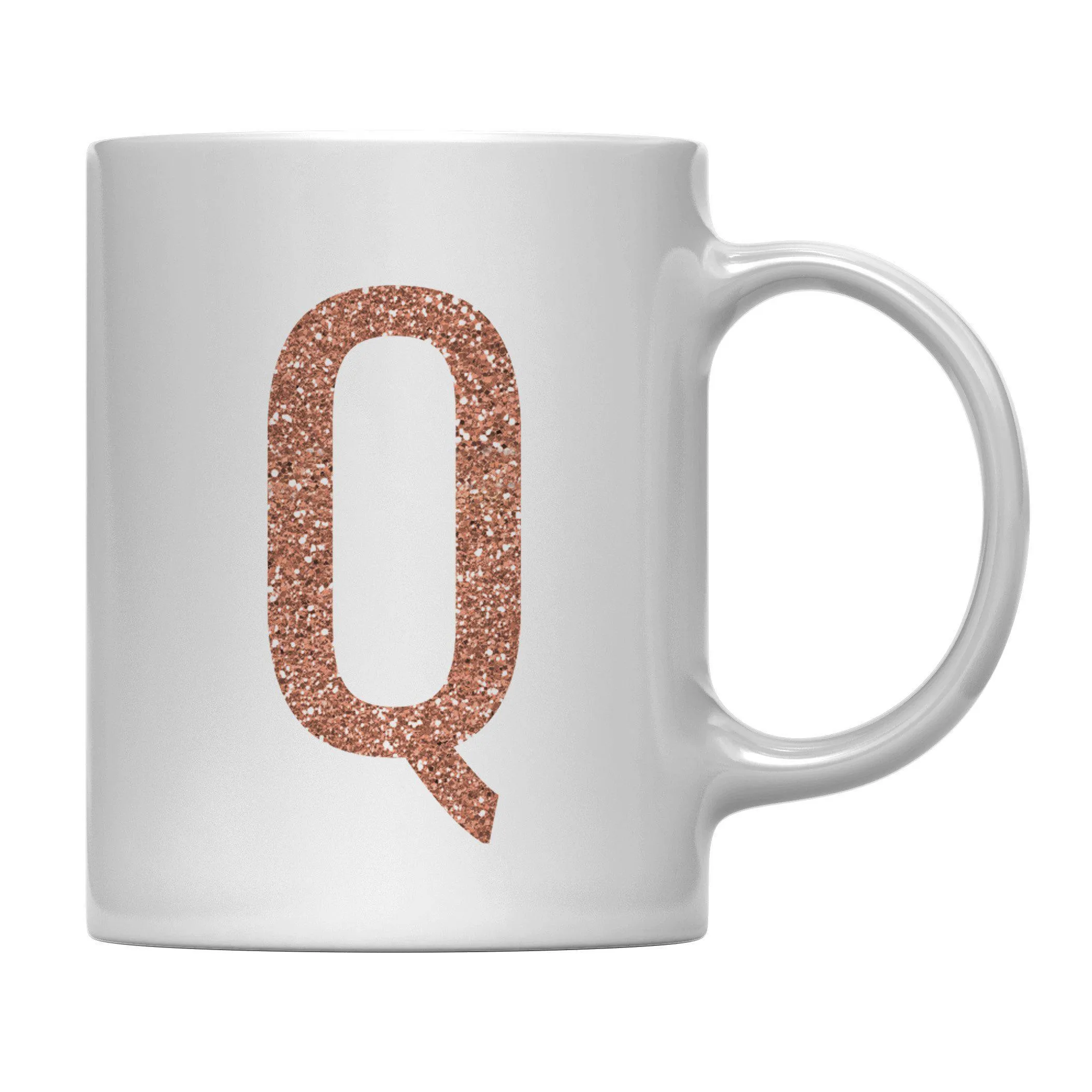 Andaz Press 11oz Rose Gold Faux Glitter Monogram Coffee Mug