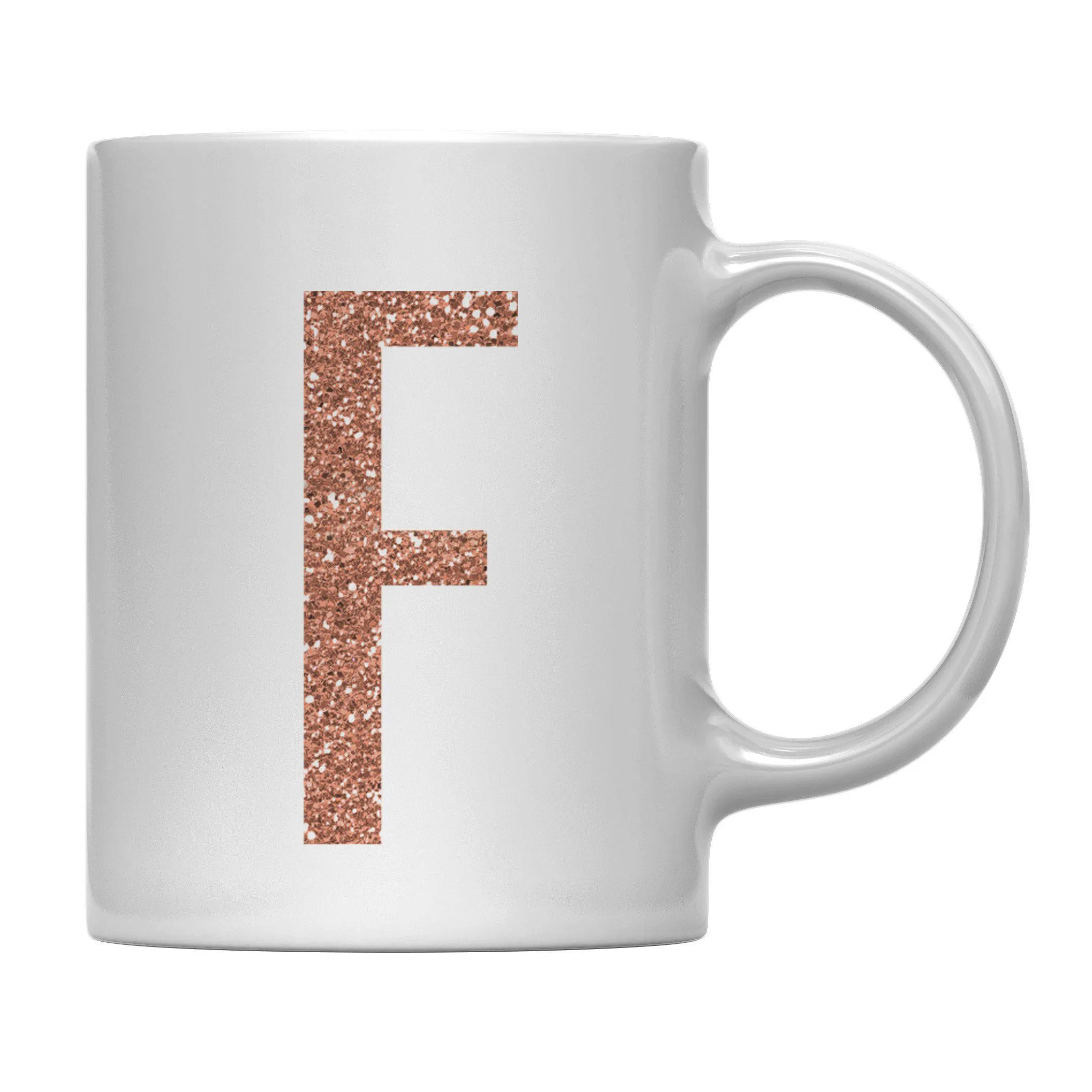 Andaz Press 11oz Rose Gold Faux Glitter Monogram Coffee Mug