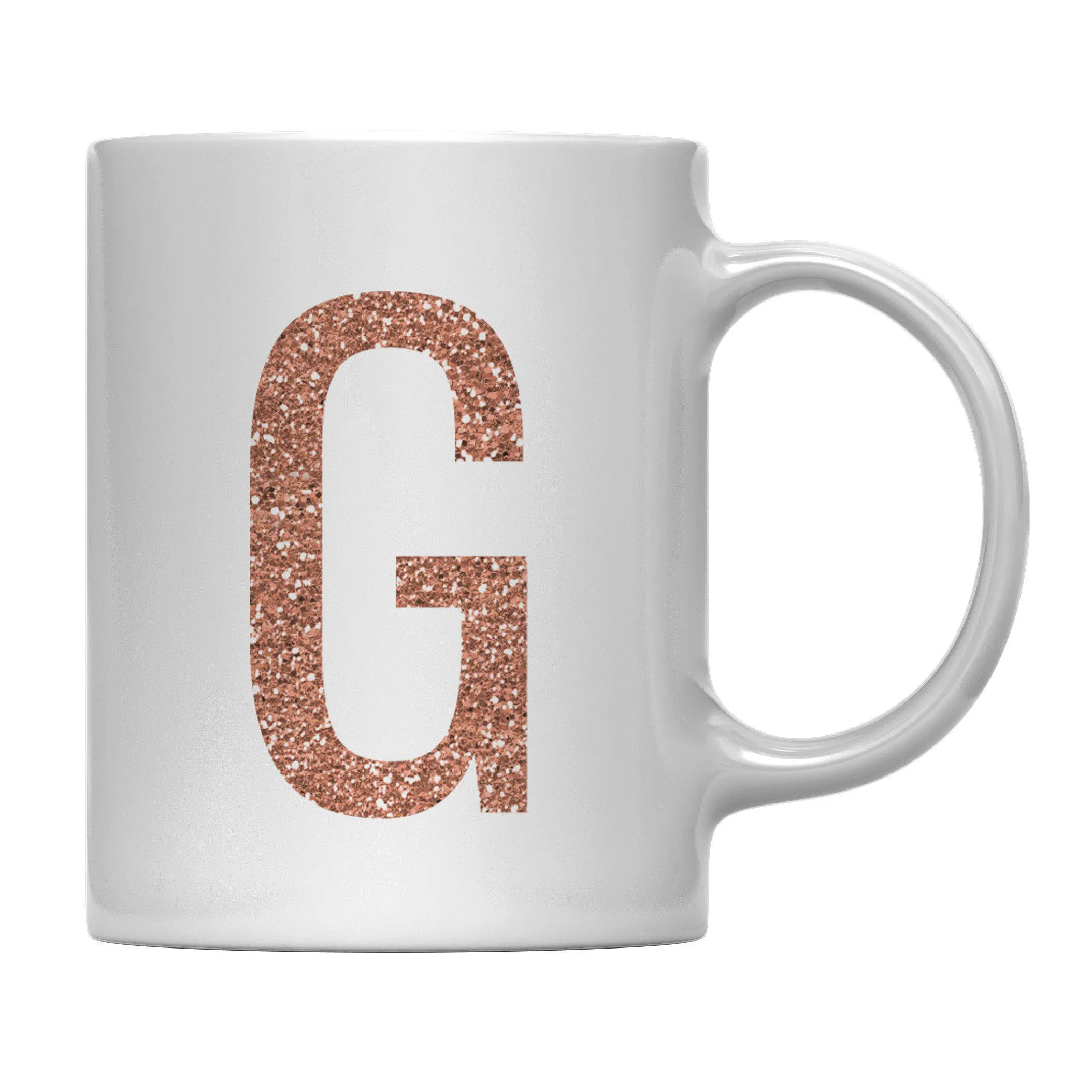 Andaz Press 11oz Rose Gold Faux Glitter Monogram Coffee Mug