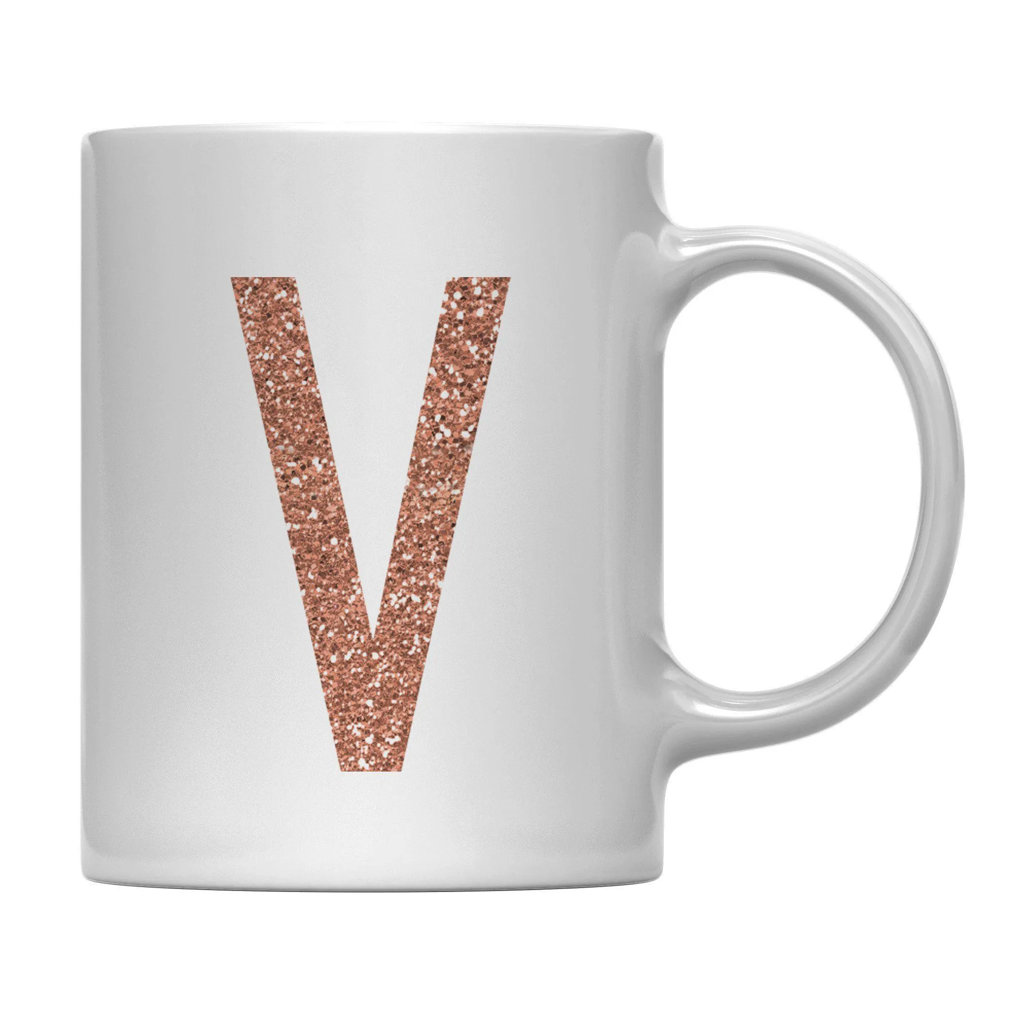 Andaz Press 11oz Rose Gold Faux Glitter Monogram Coffee Mug