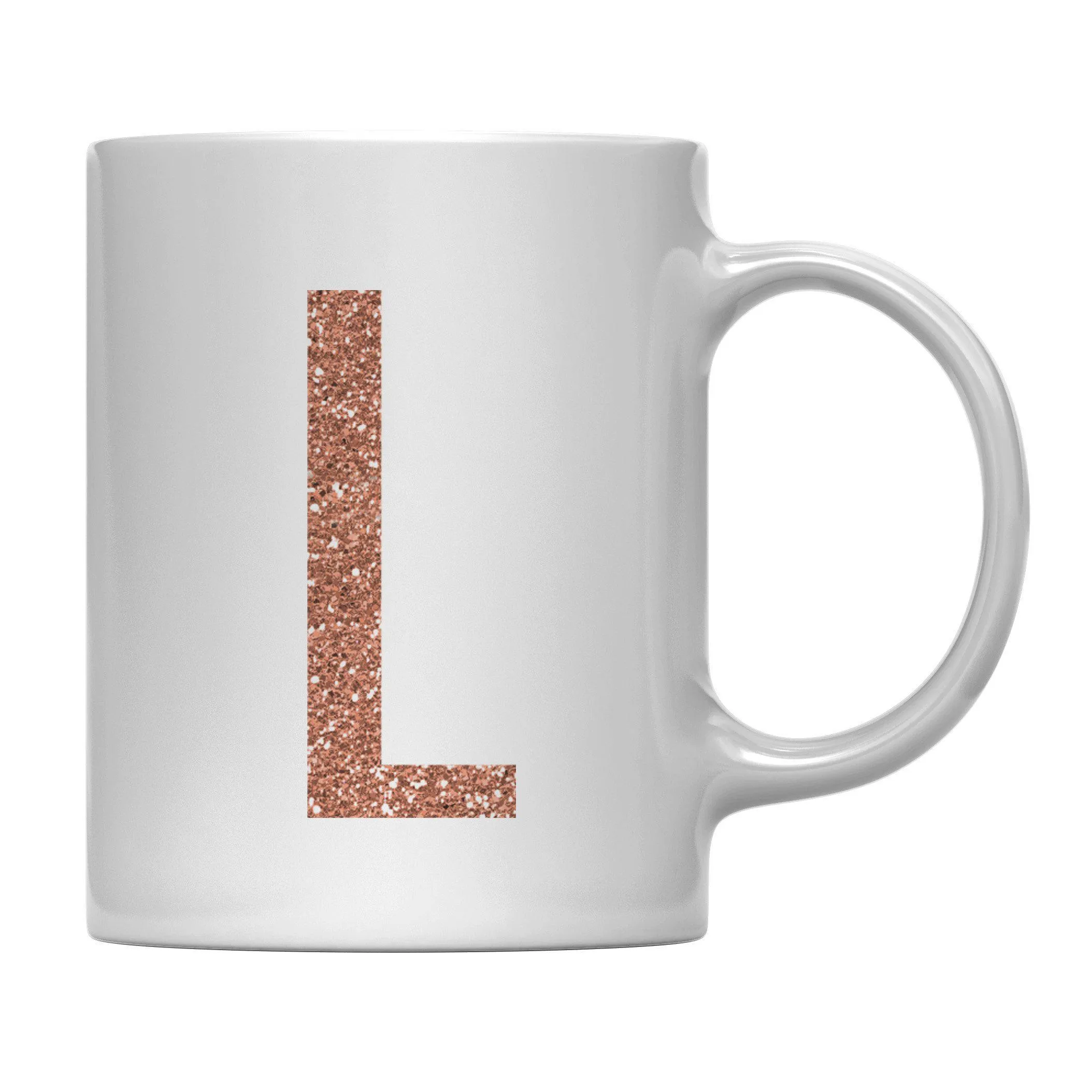 Andaz Press 11oz Rose Gold Faux Glitter Monogram Coffee Mug