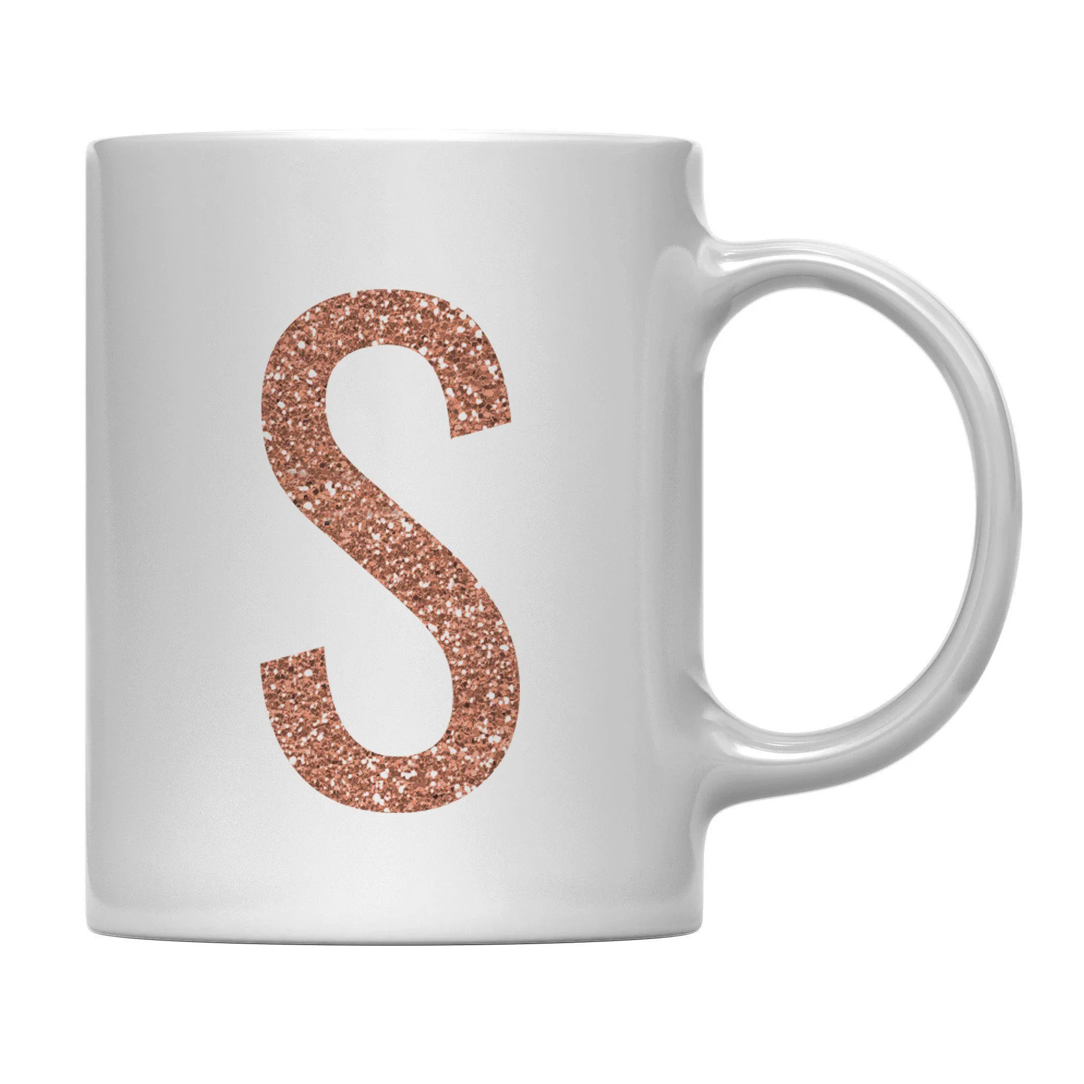 Andaz Press 11oz Rose Gold Faux Glitter Monogram Coffee Mug