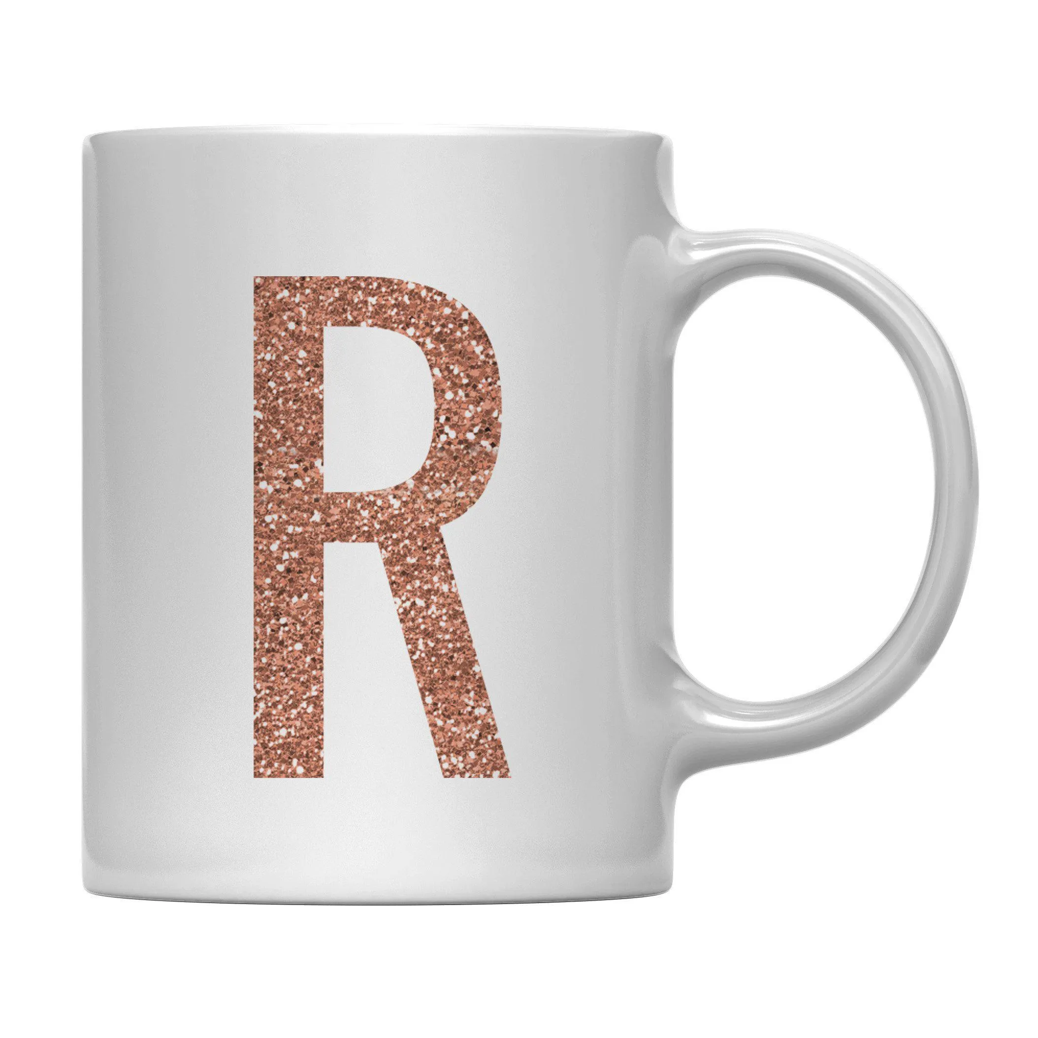 Andaz Press 11oz Rose Gold Faux Glitter Monogram Coffee Mug