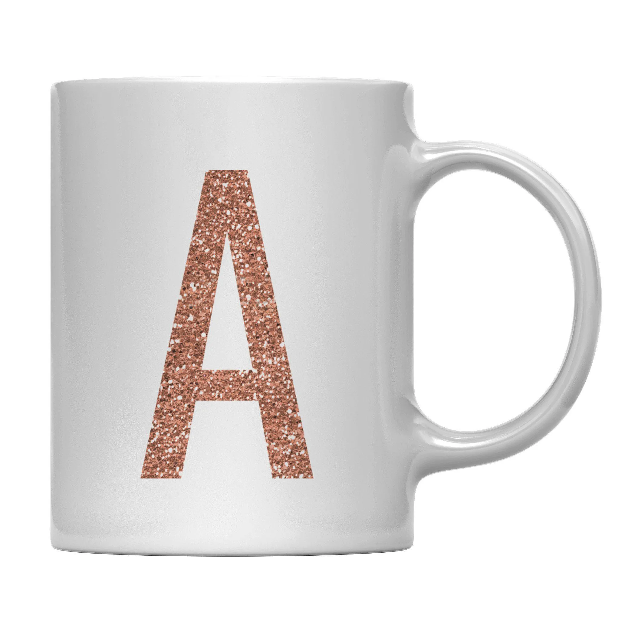 Andaz Press 11oz Rose Gold Faux Glitter Monogram Coffee Mug