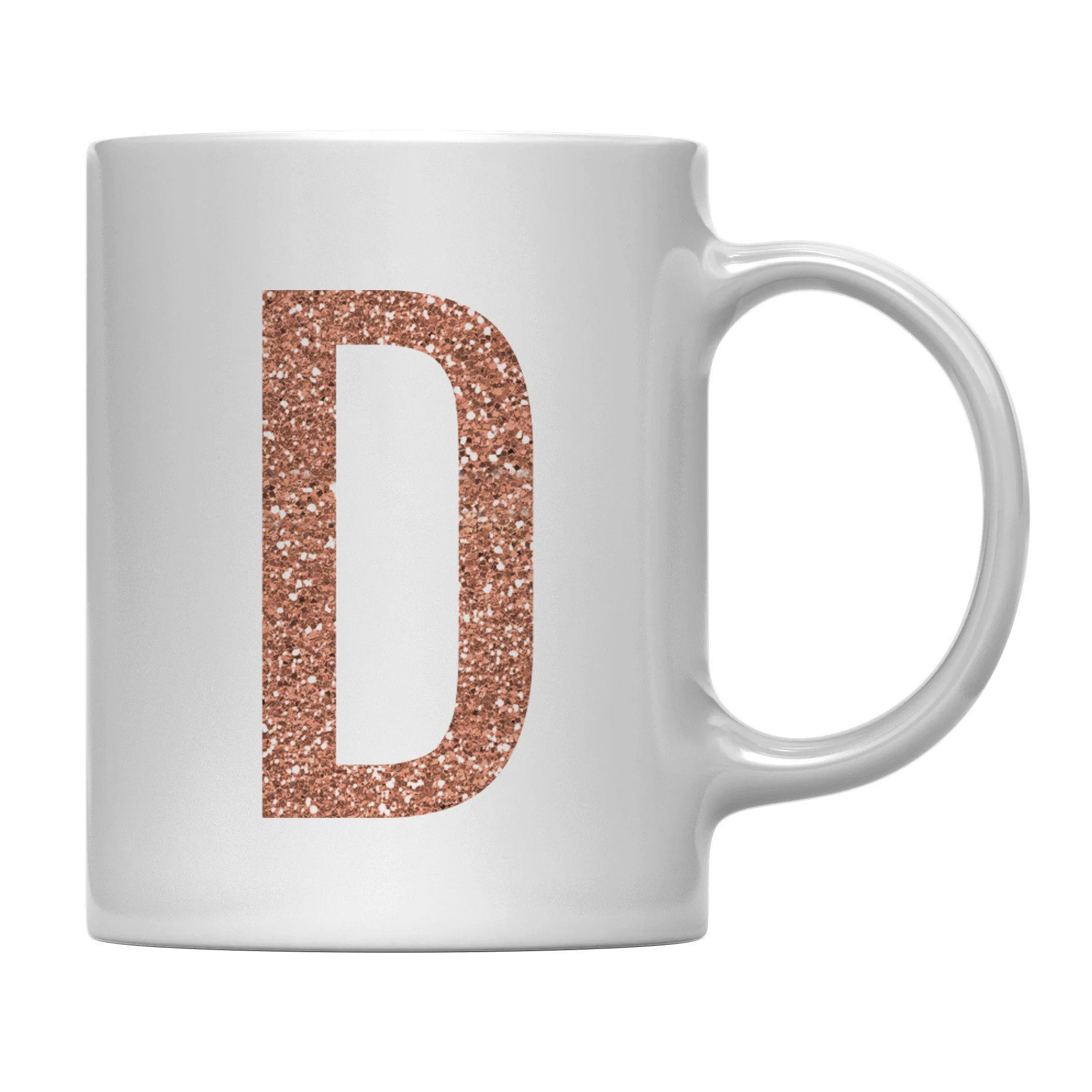 Andaz Press 11oz Rose Gold Faux Glitter Monogram Coffee Mug