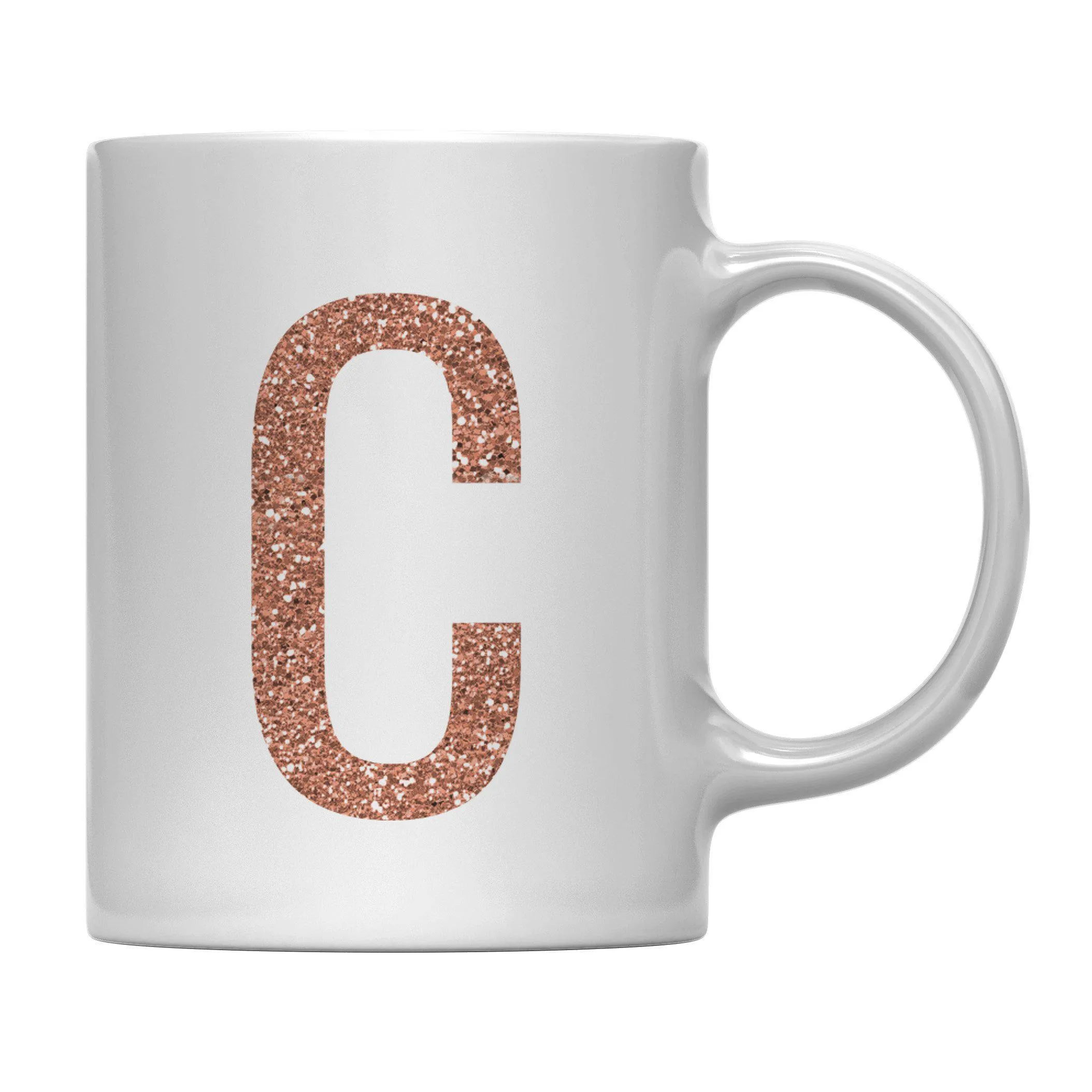 Andaz Press 11oz Rose Gold Faux Glitter Monogram Coffee Mug