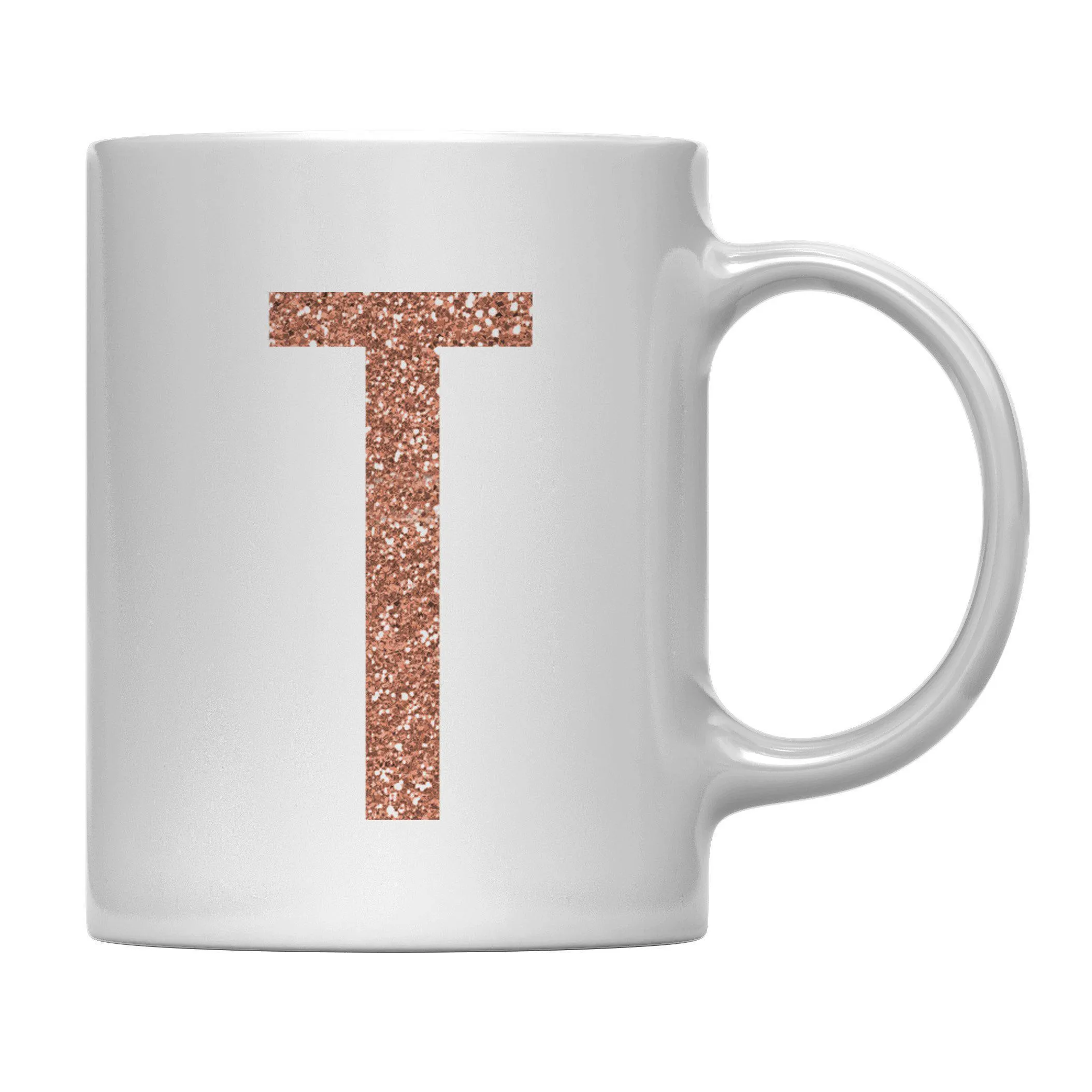 Andaz Press 11oz Rose Gold Faux Glitter Monogram Coffee Mug