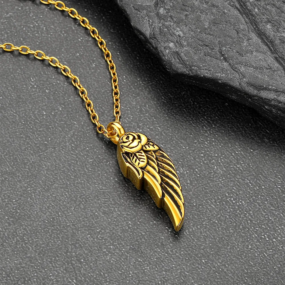 Angel Wings Urn Ashes Necklace Cremation Jewelry