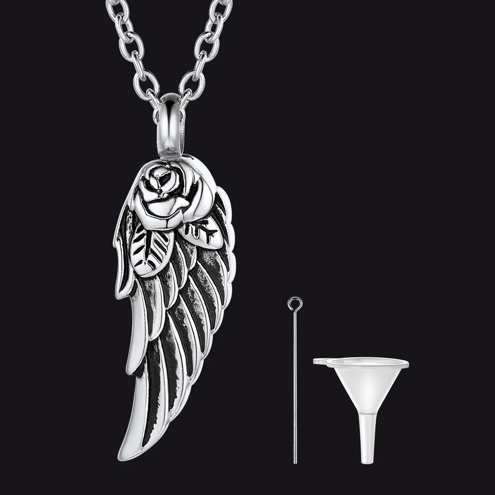 Angel Wings Urn Ashes Necklace Cremation Jewelry