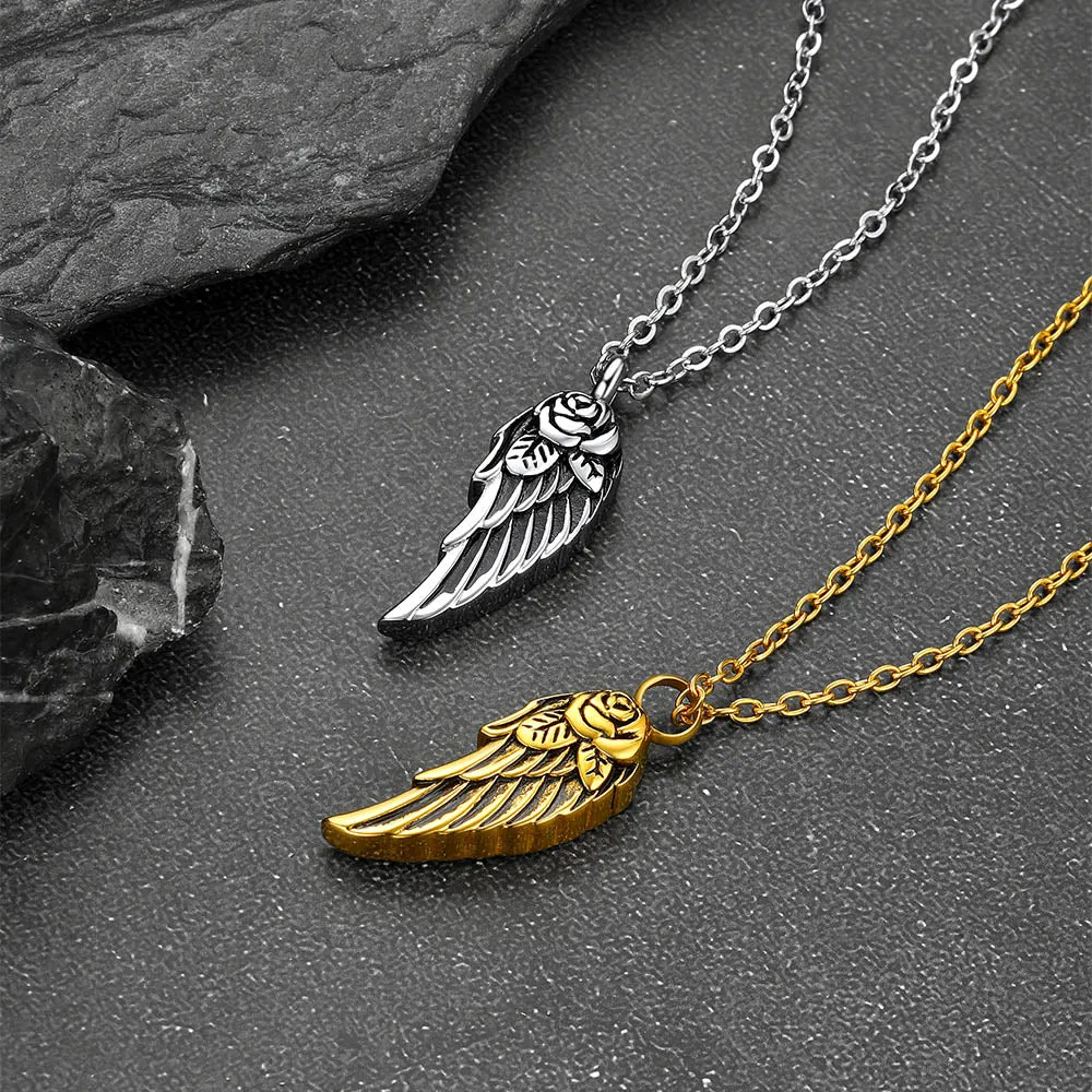 Angel Wings Urn Ashes Necklace Cremation Jewelry