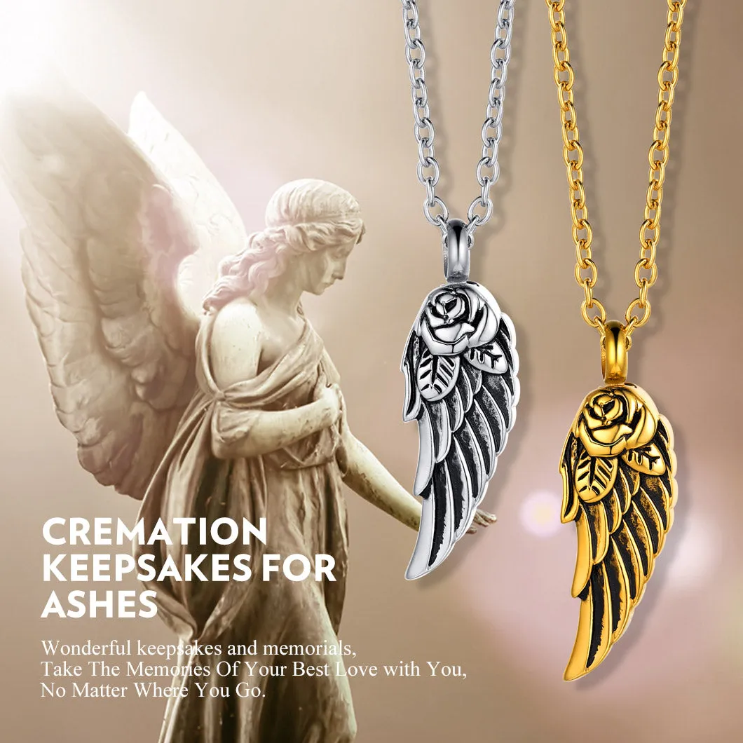 Angel Wings Urn Ashes Necklace Cremation Jewelry