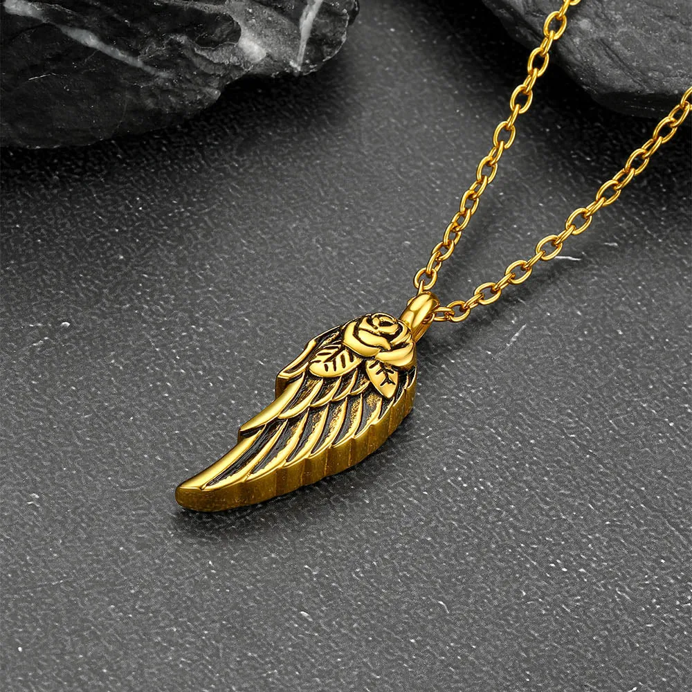 Angel Wings Urn Ashes Necklace Cremation Jewelry