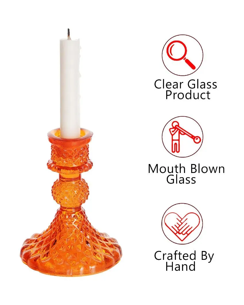 Arlo Antiwue Glass Candle Stand | Multiple Colors | 5 x 5 x 11 inches