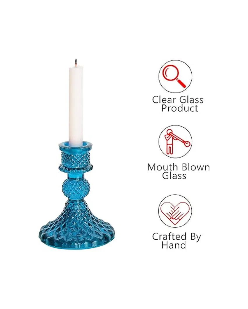 Arlo Antiwue Glass Candle Stand | Multiple Colors | 5 x 5 x 11 inches