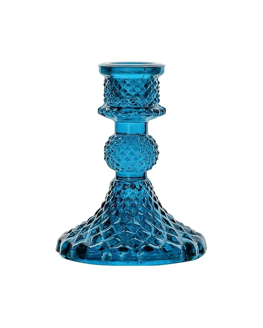 Arlo Antiwue Glass Candle Stand | Multiple Colors | 5 x 5 x 11 inches