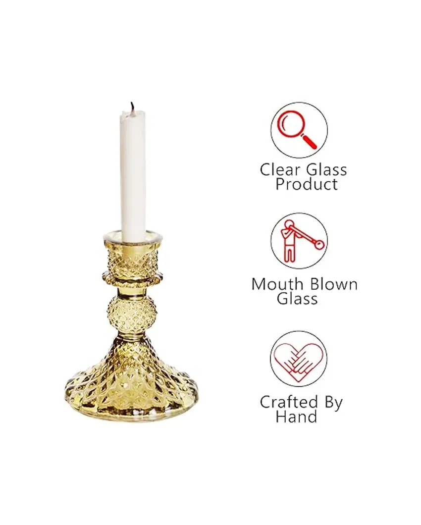 Arlo Antiwue Glass Candle Stand | Multiple Colors | 5 x 5 x 11 inches