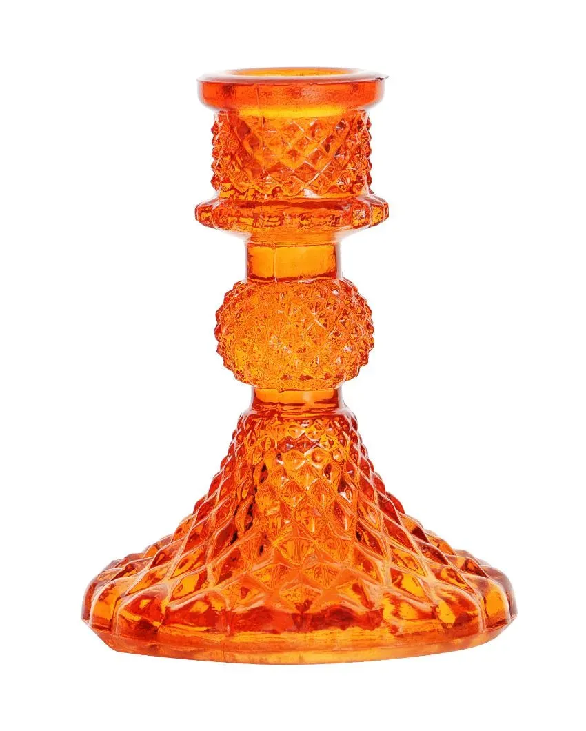 Arlo Antiwue Glass Candle Stand | Multiple Colors | 5 x 5 x 11 inches