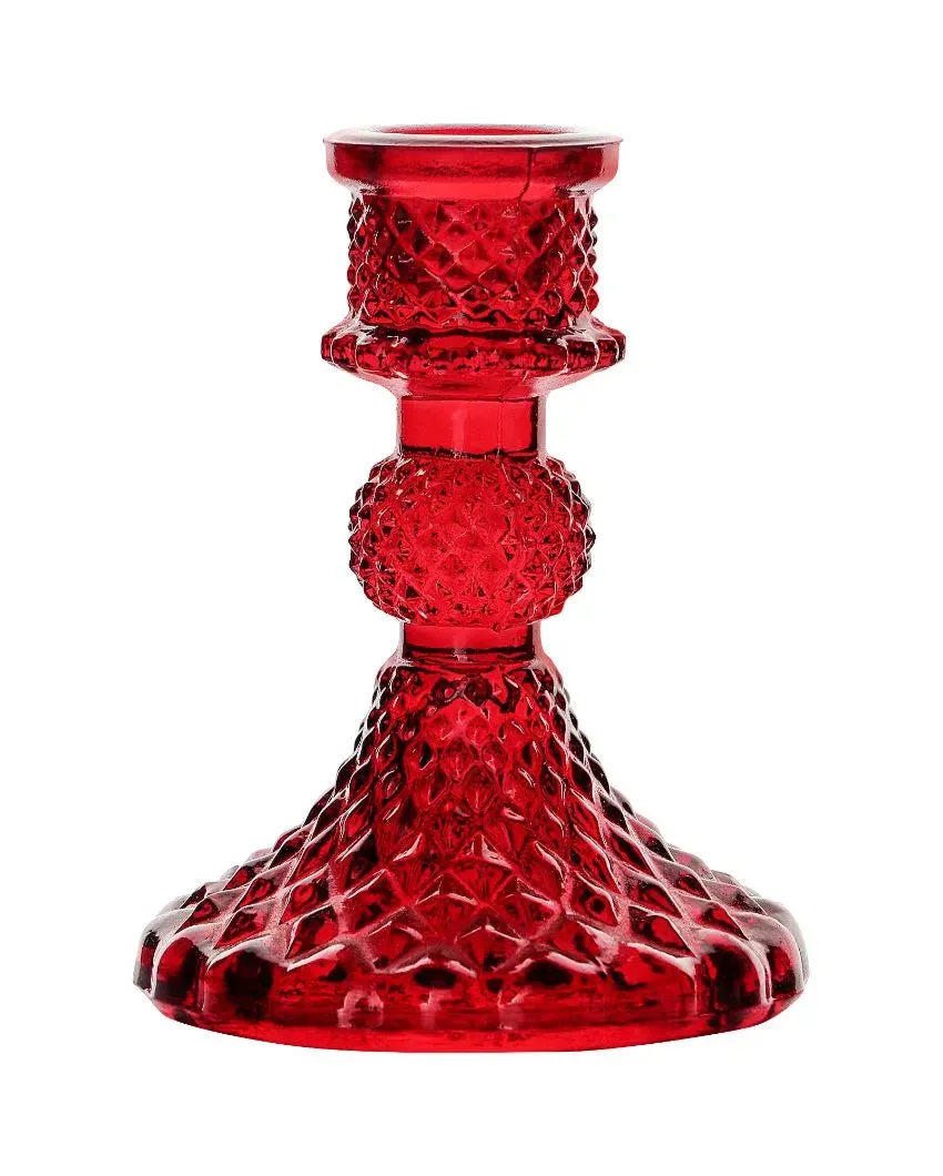 Arlo Antiwue Glass Candle Stand | Multiple Colors | 5 x 5 x 11 inches