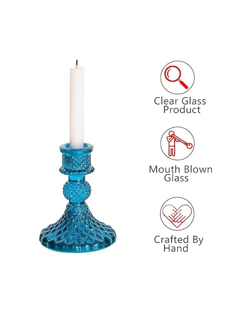 Arlo Antiwue Glass Candle Stand | Multiple Colors | 5 x 5 x 11 inches