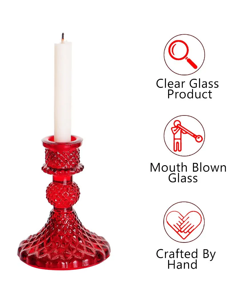 Arlo Antiwue Glass Candle Stand | Multiple Colors | 5 x 5 x 11 inches