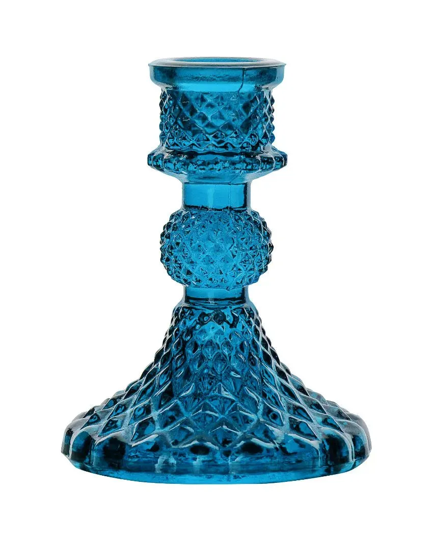 Arlo Antiwue Glass Candle Stand | Multiple Colors | 5 x 5 x 11 inches