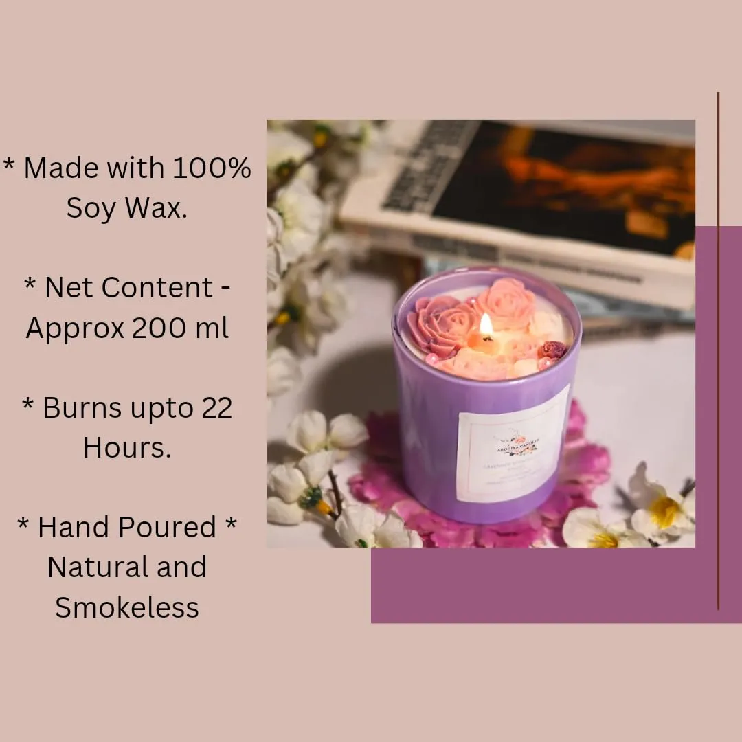 Arodiya Candles Lavender Scented Rose Valley Soy Wax Scented Candle for Women Men Wedding Birthday Christmas Gift Decorative Candle Aromatheraphy Candles Burn Upto 22 Hours (200 Gm)