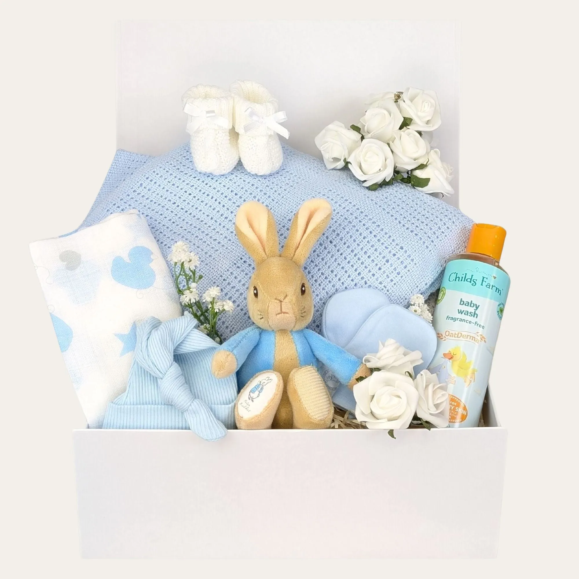 Baby Boy Gifts Box Bunny, Blanket & Bubbles