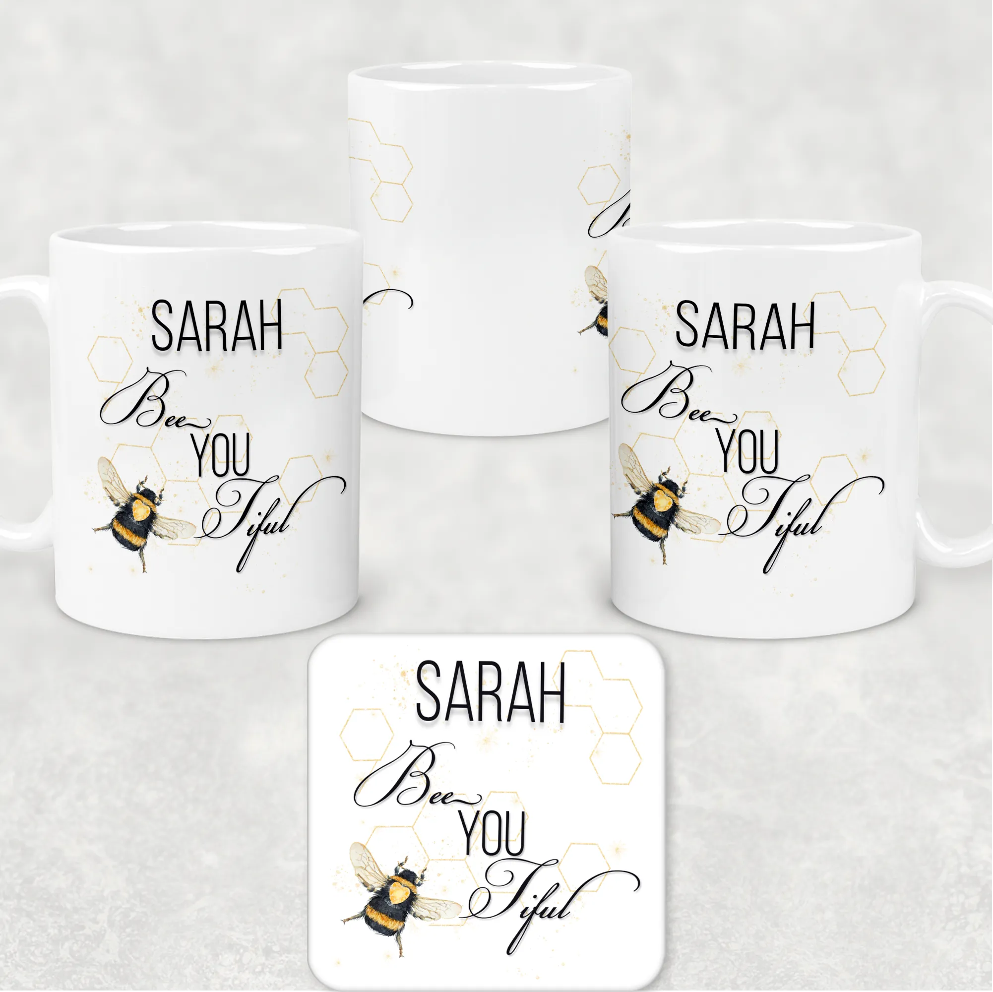 Bee You Tiful Positivity Personalised Mug & Coaster