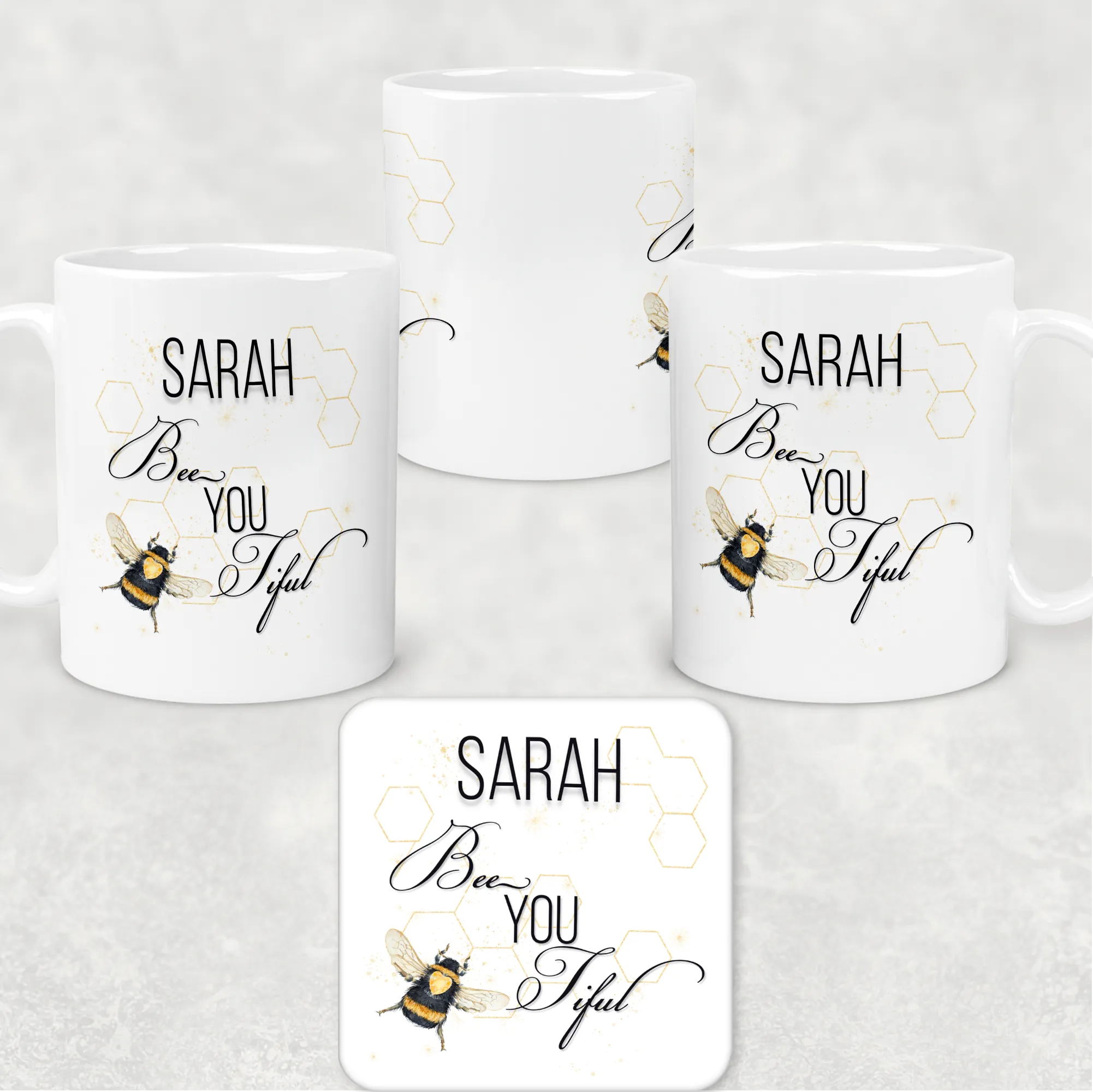 Bee You Tiful Positivity Personalised Mug & Coaster