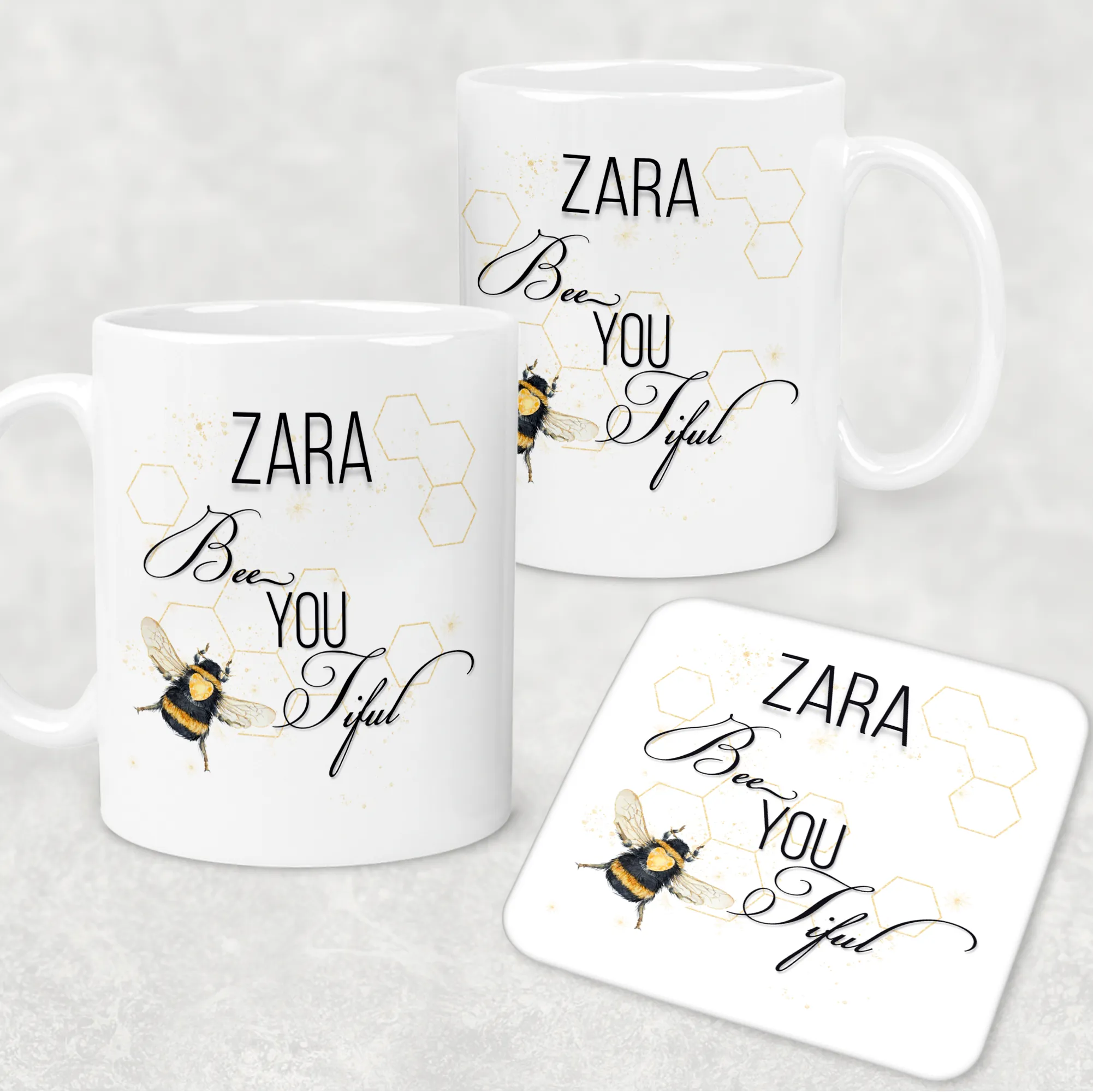 Bee You Tiful Positivity Personalised Mug & Coaster