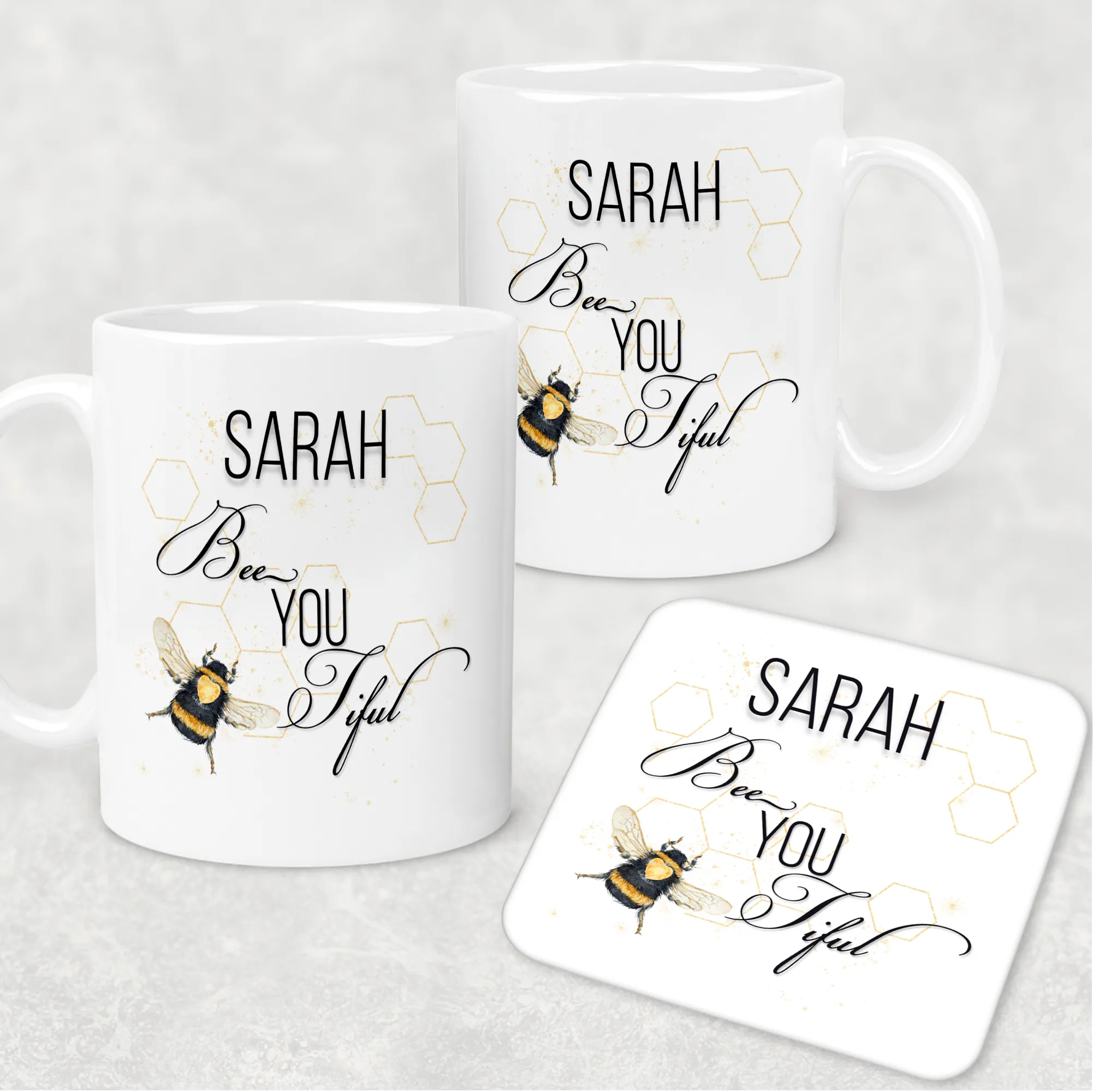 Bee You Tiful Positivity Personalised Mug & Coaster