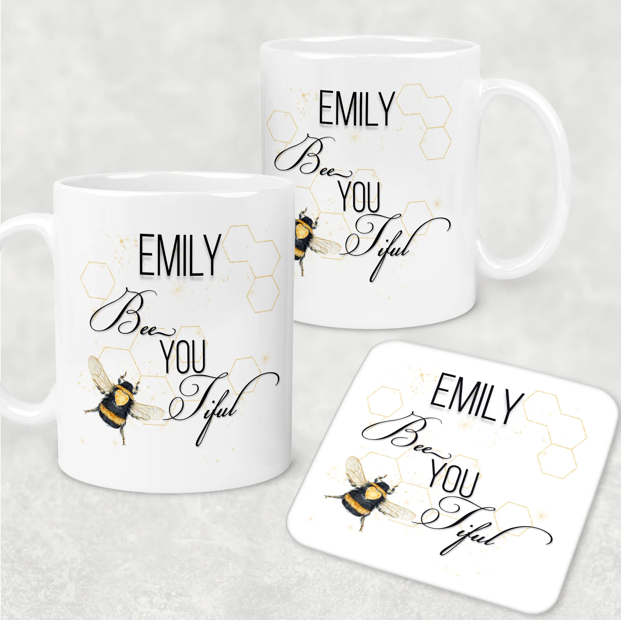 Bee You Tiful Positivity Personalised Mug & Coaster