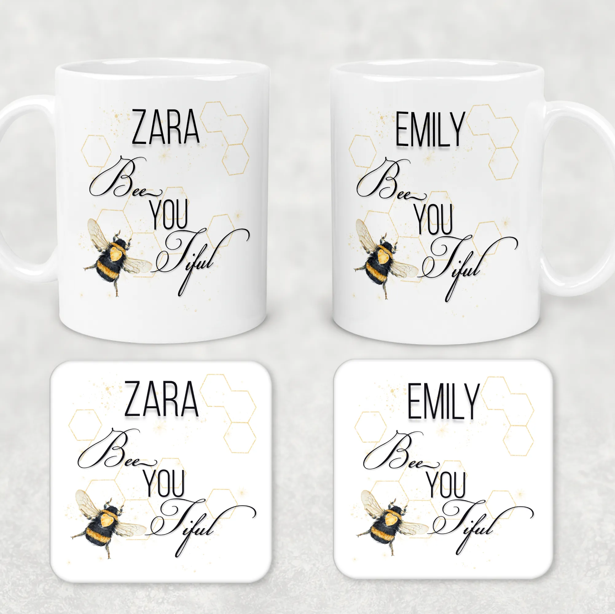 Bee You Tiful Positivity Personalised Mug & Coaster