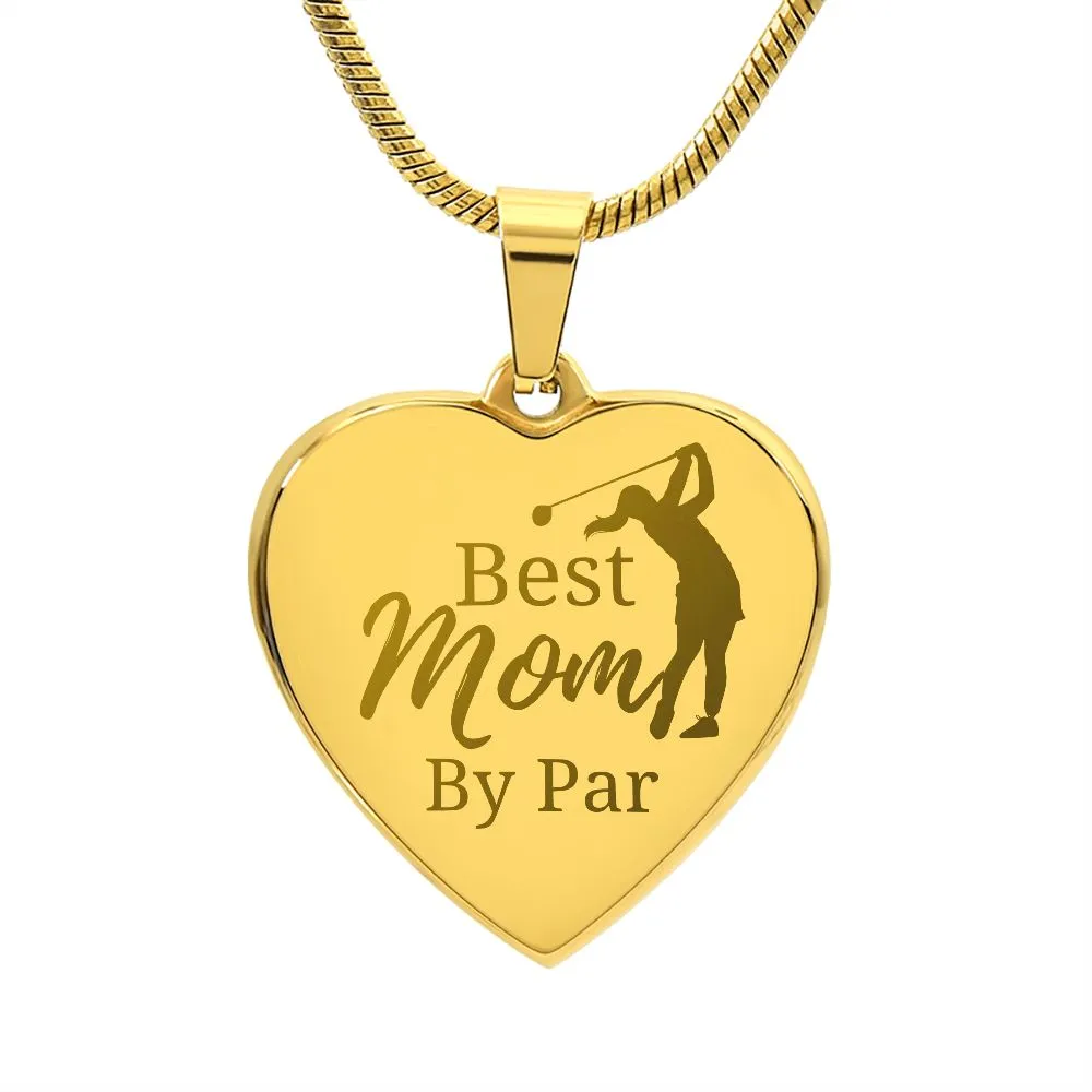 Best Mom By Par Gift For Golfing Mom Engraved Necklace for Mother's Day