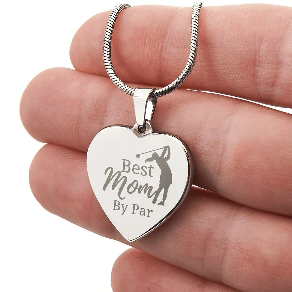 Best Mom By Par Gift For Golfing Mom Engraved Necklace for Mother's Day