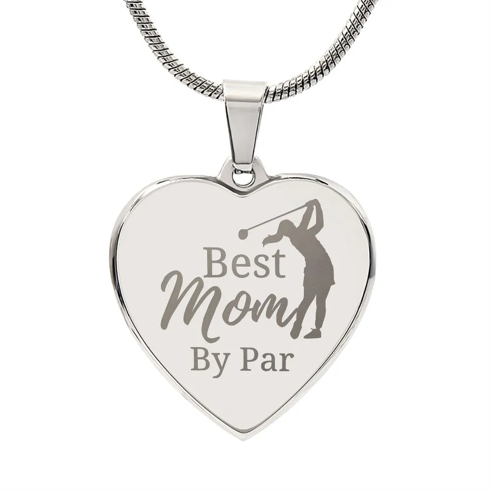 Best Mom By Par Gift For Golfing Mom Engraved Necklace for Mother's Day